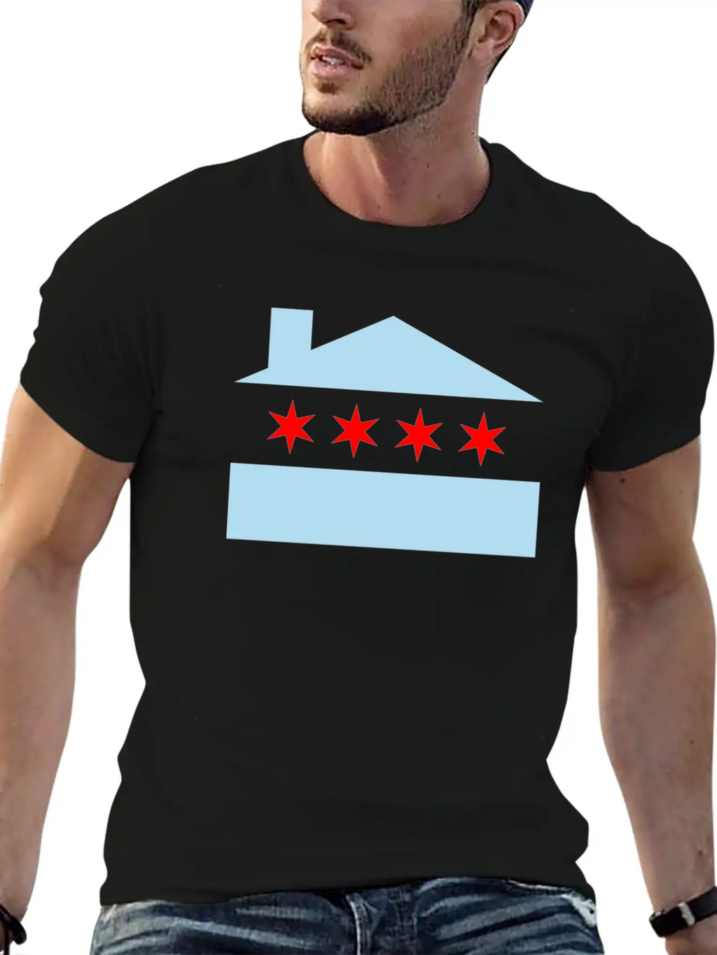 Chicago House Flag - EDM Stylish Everyday T-Shirt – Unisex Basic Cotton Tee