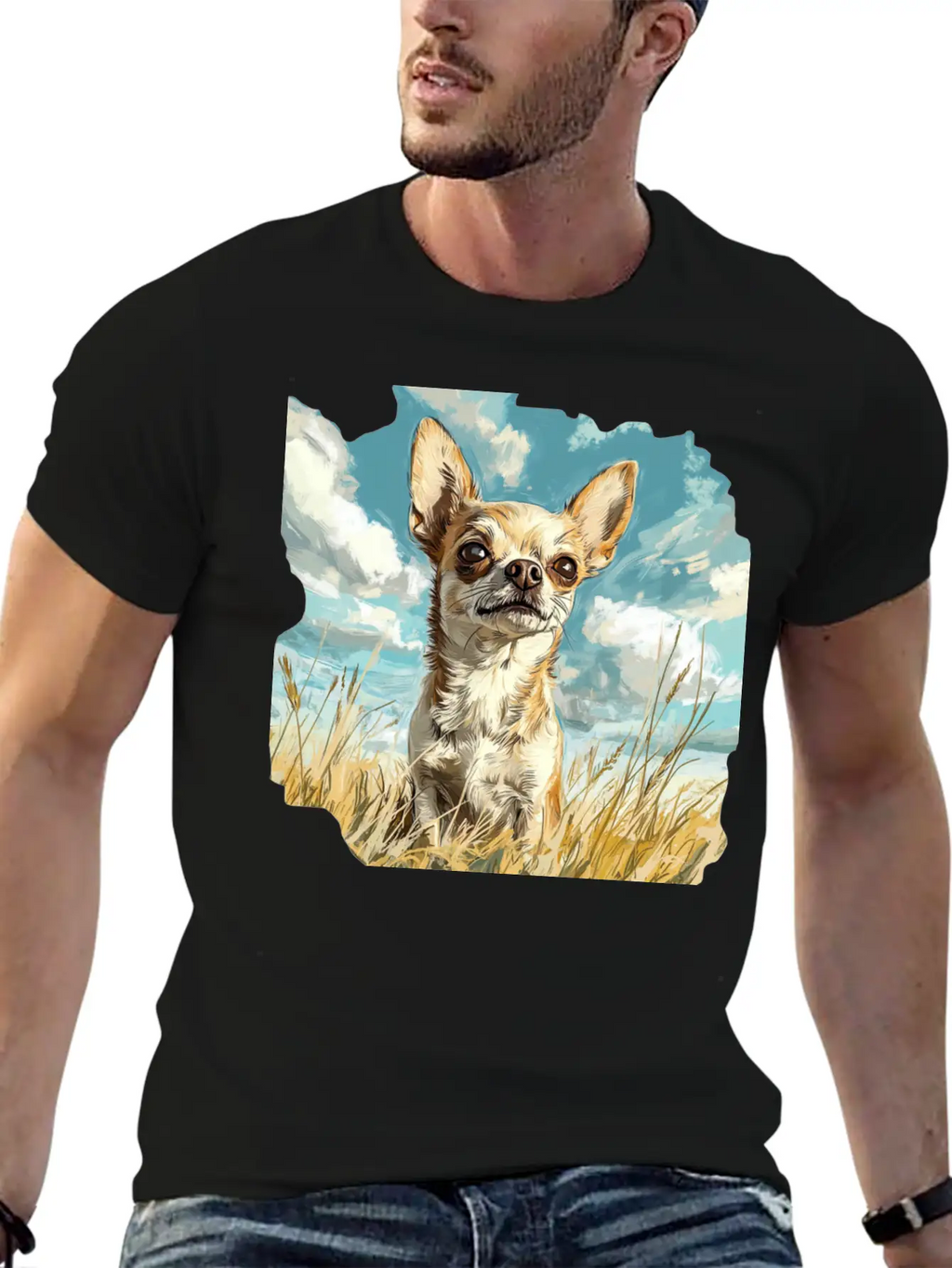 Chihuahua Watercolor Painting Art Essential Cotton Tee For Daily Outfits – Unisex Style