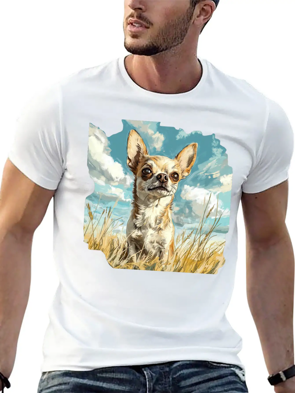 Chihuahua Watercolor Painting Art Essential Cotton Tee For Daily Outfits – Unisex Style