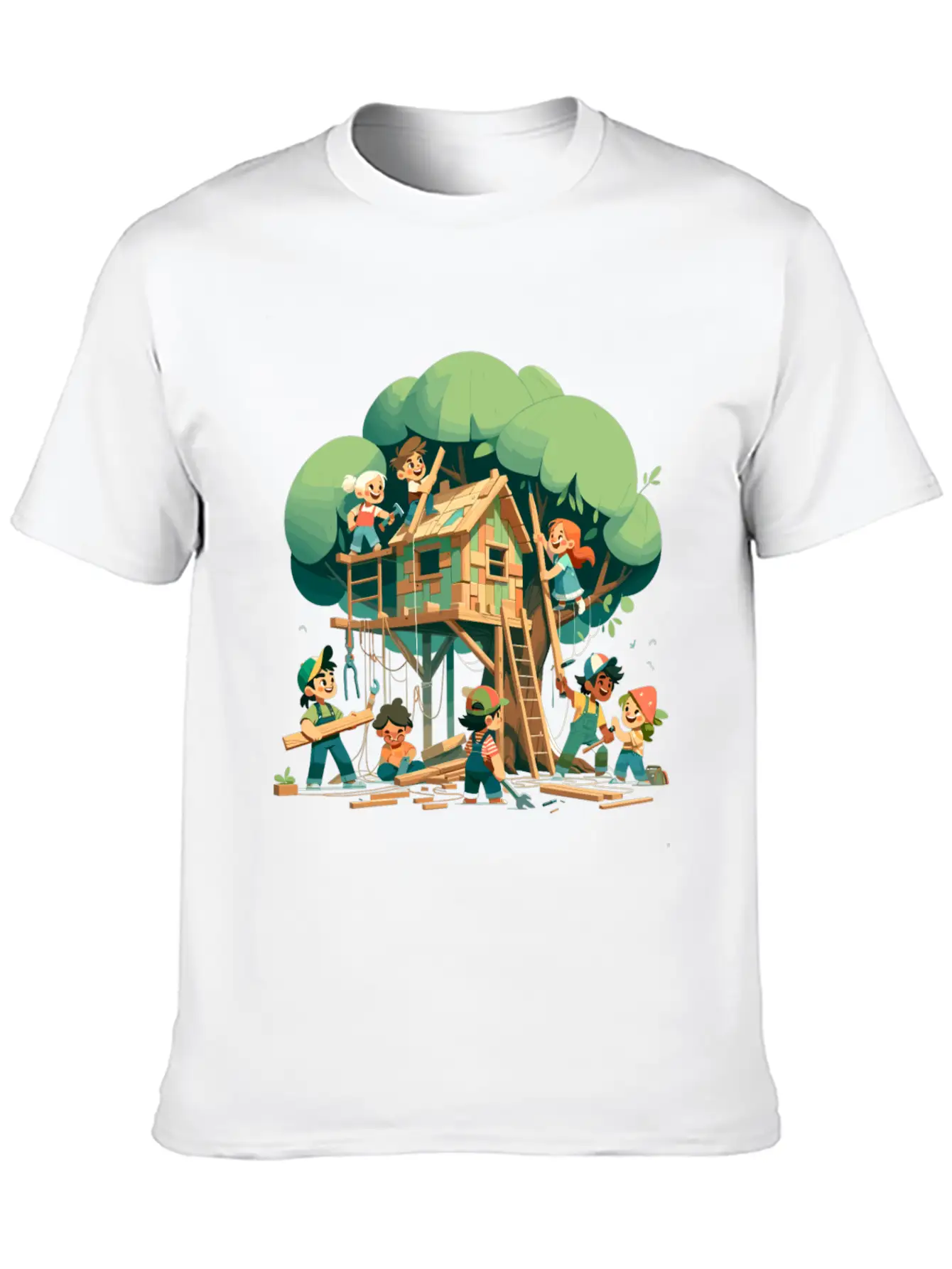 Children Build A Tree House Modern Fit Casual T-Shirt – Clean And Versatile Design