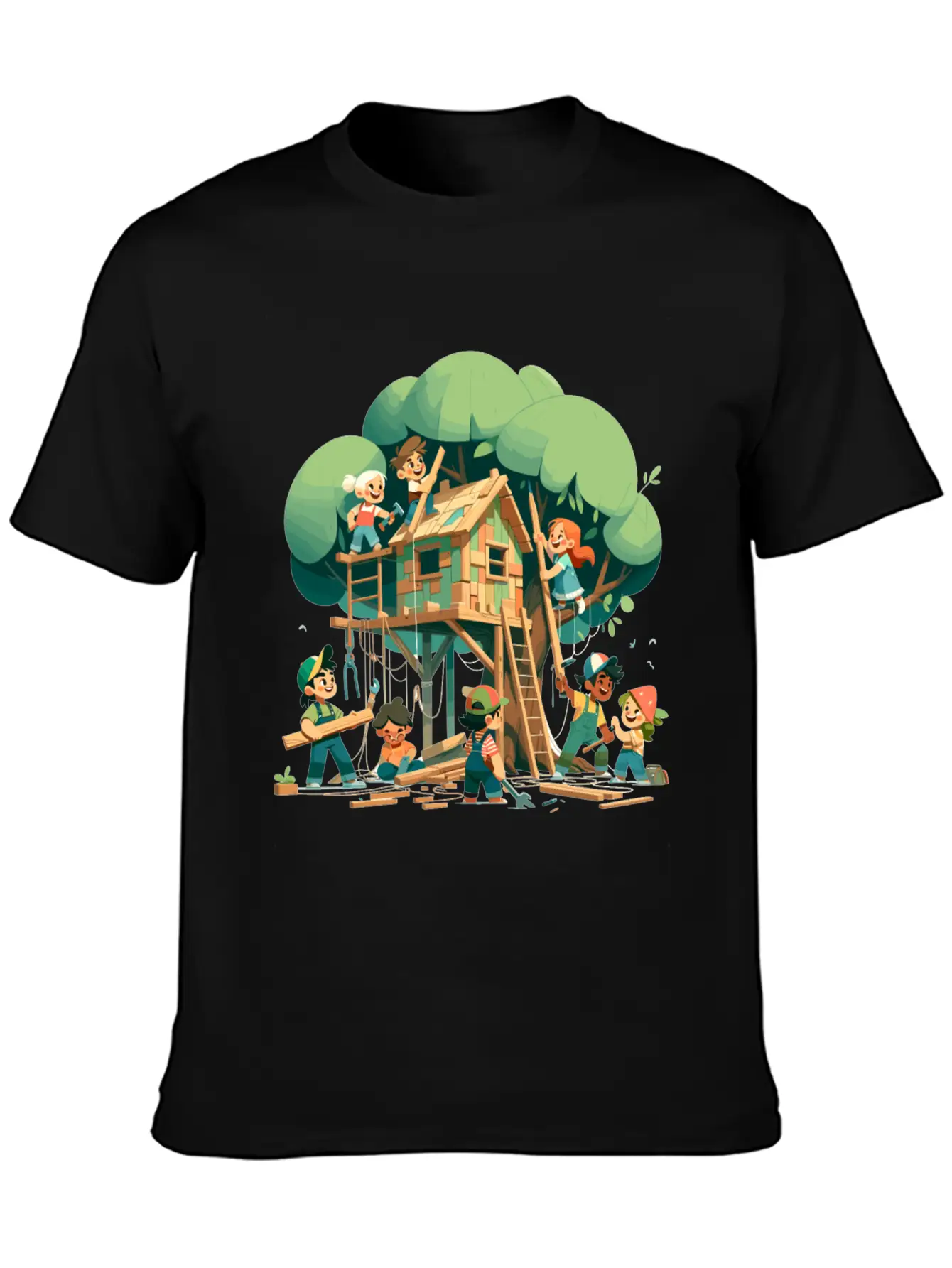 Children Build A Tree House Modern Fit Casual T-Shirt – Clean And Versatile Design
