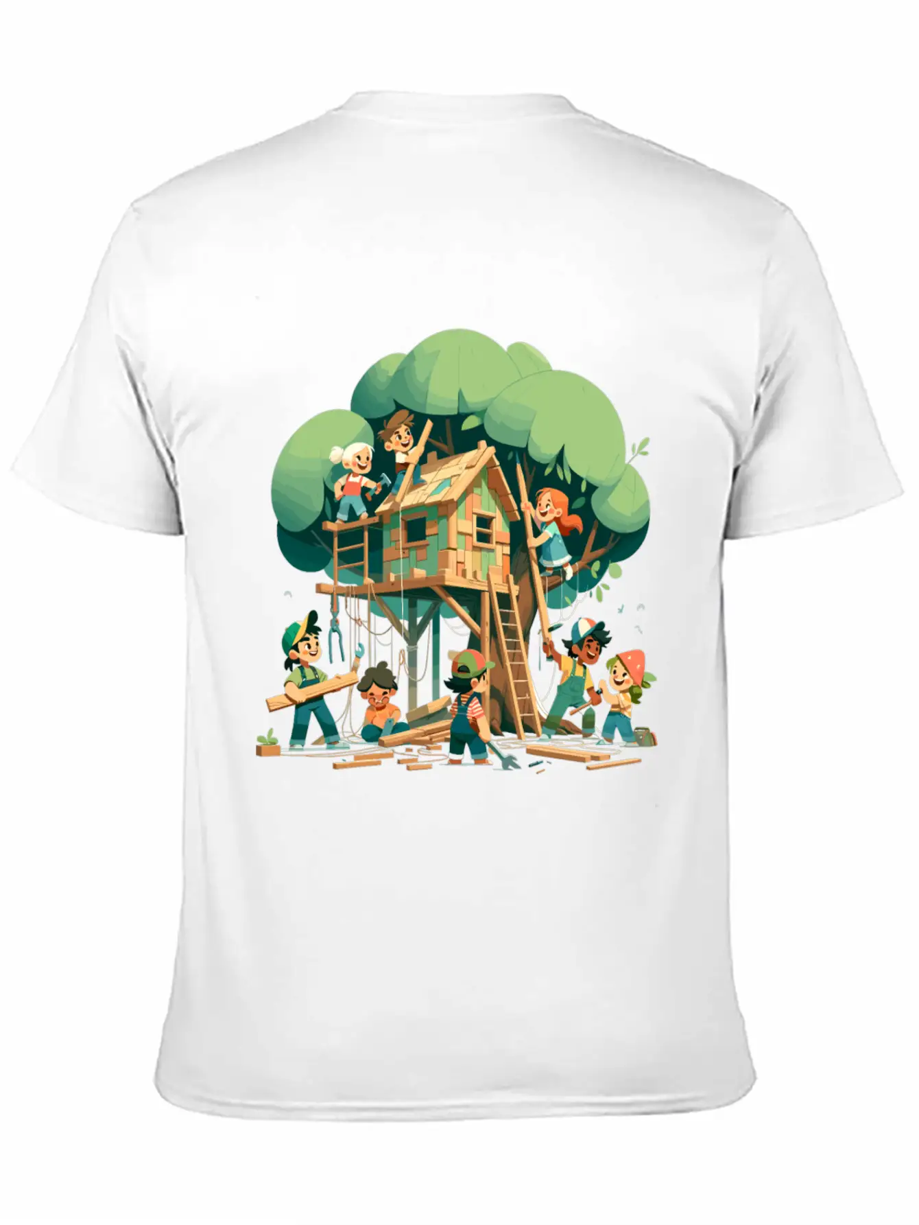 Children Build A Tree House Modern Fit Casual T-Shirt – Clean And Versatile Design