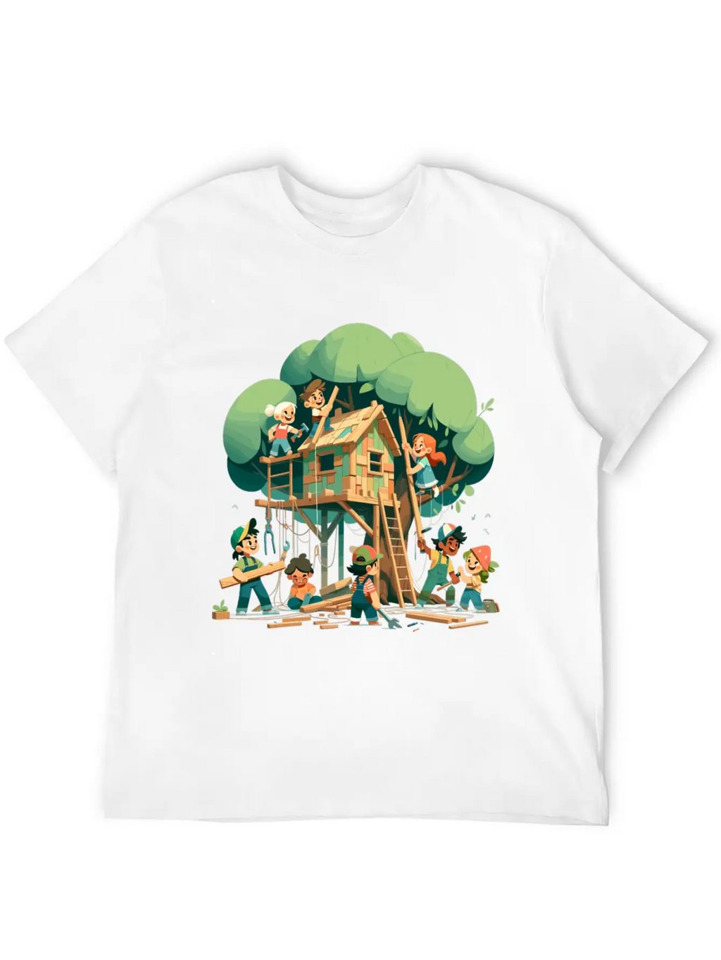 Children Build A Tree House Modern Fit Casual T-Shirt – Clean And Versatile Design