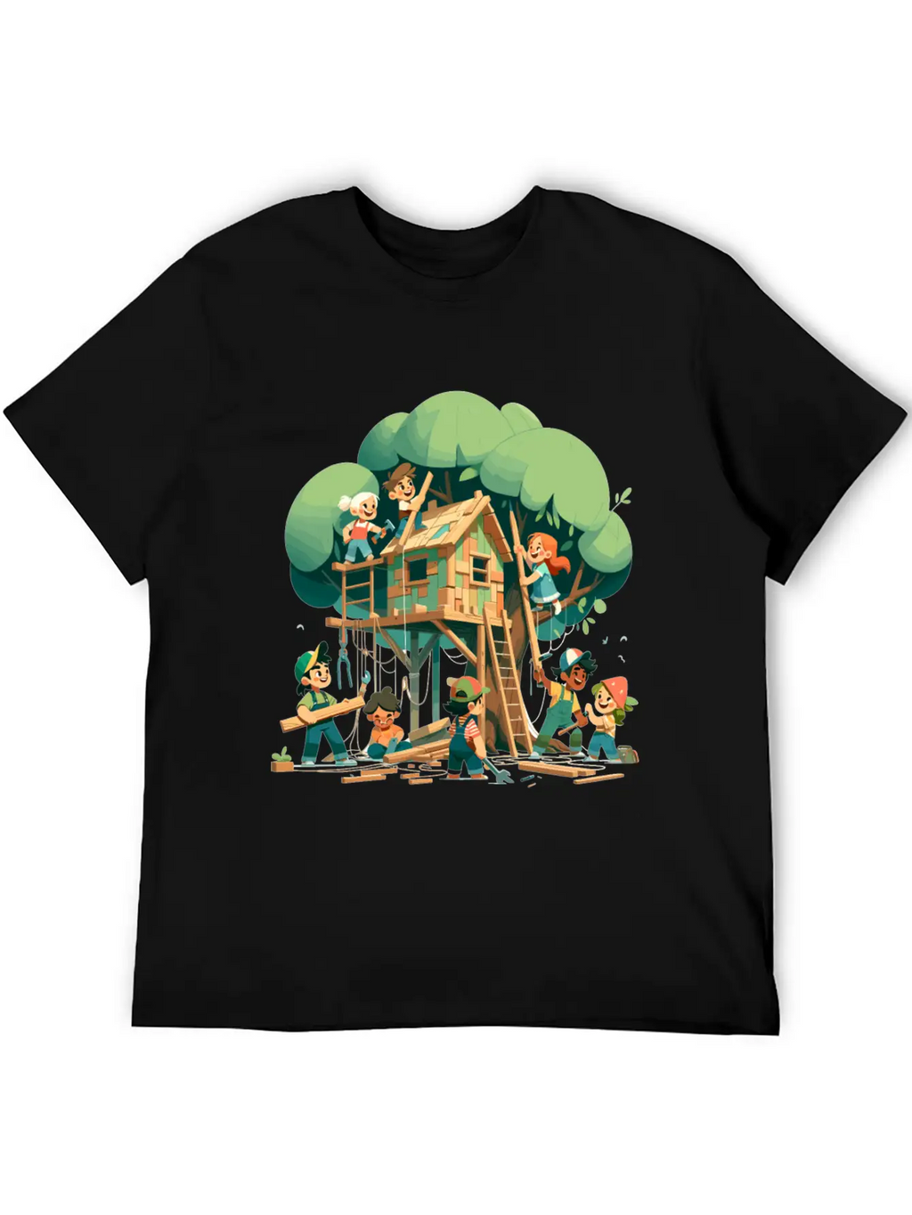 Children Build A Tree House Modern Fit Casual T-Shirt – Clean And Versatile Design