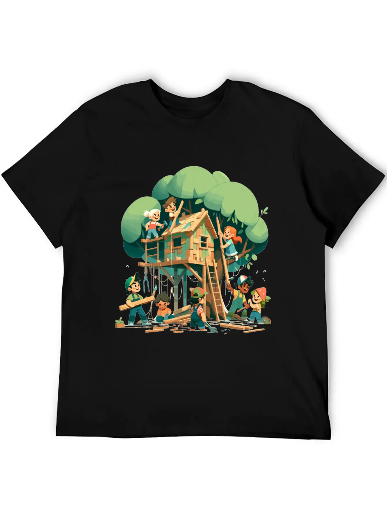 Children Build A Tree House Modern Fit Casual T-Shirt – Clean And Versatile Design