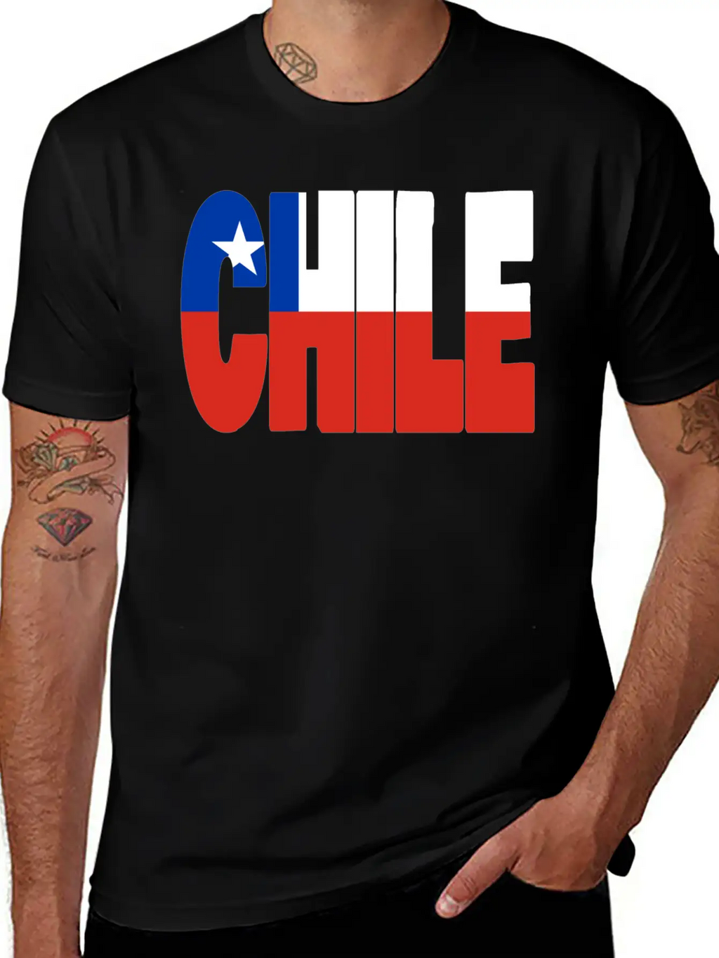 Chile Flag Stencil Classic Cotton Tee – Unisex Comfort For Any Season