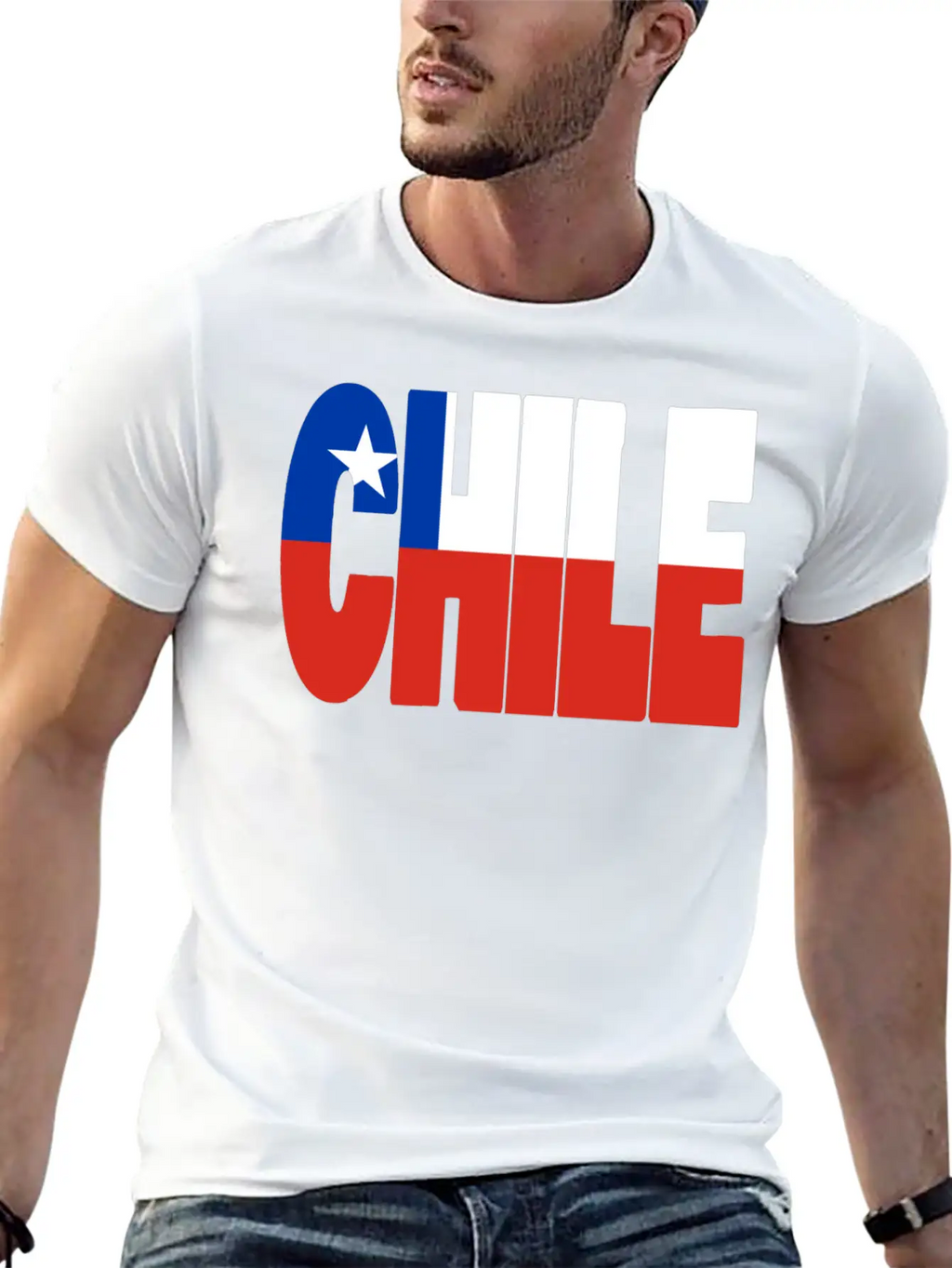 Chile Flag Stencil Classic Cotton Tee – Unisex Comfort For Any Season