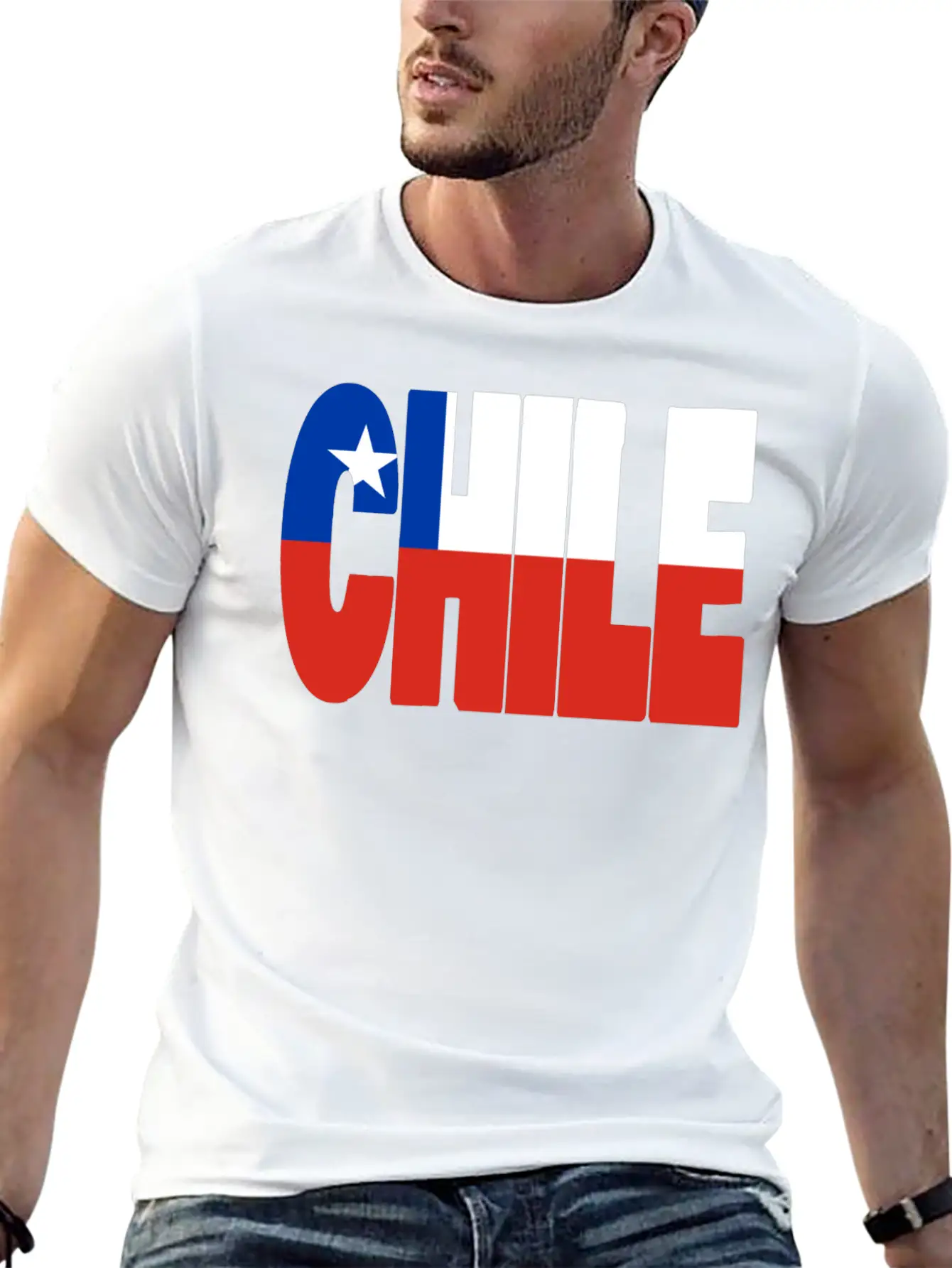 Chile Flag Stencil Classic Cotton Tee – Unisex Comfort For Any Season