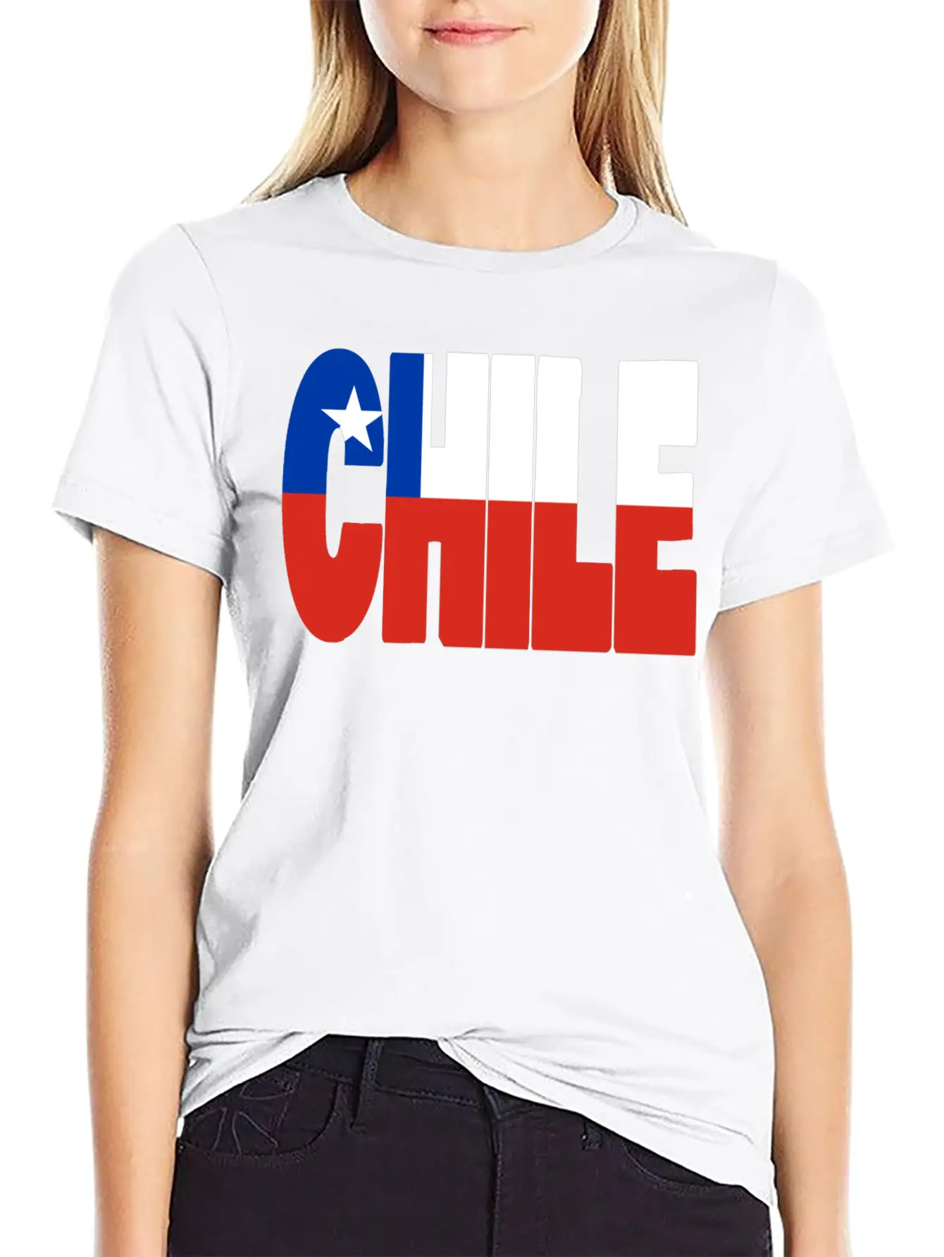 Chile Flag Stencil Essential Cotton Tee For Daily Outfits – Unisex Style