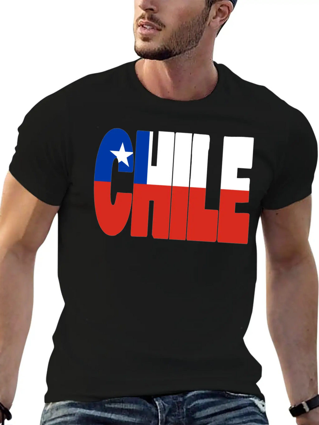 Chile Flag Stencil Essential Cotton Tee For Daily Outfits – Unisex Style