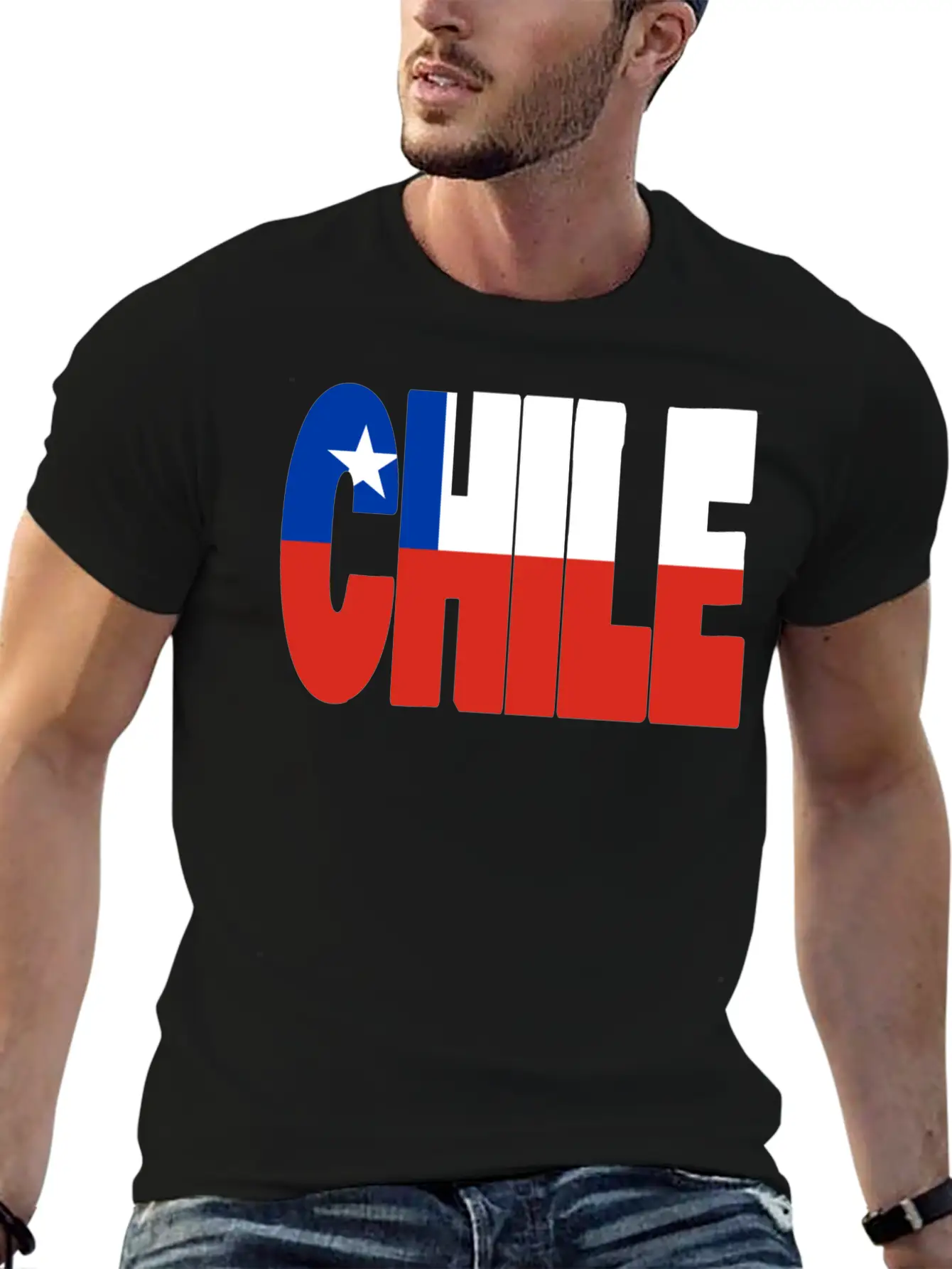 Chile Flag Stencil Essential Cotton Tee For Daily Outfits – Unisex Style