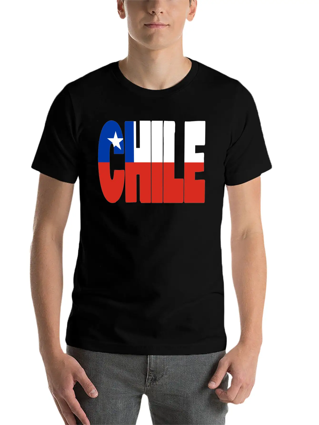 Chile Flag Stencil Essential Cotton Tee For Daily Outfits – Unisex Style