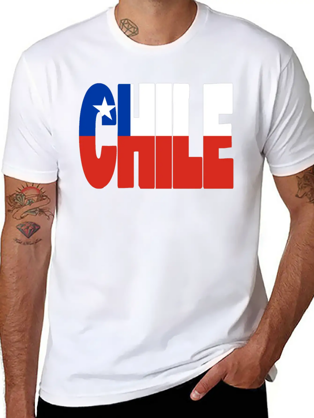 Chile Flag Stencil Essential Cotton Tee For Daily Outfits – Unisex Style