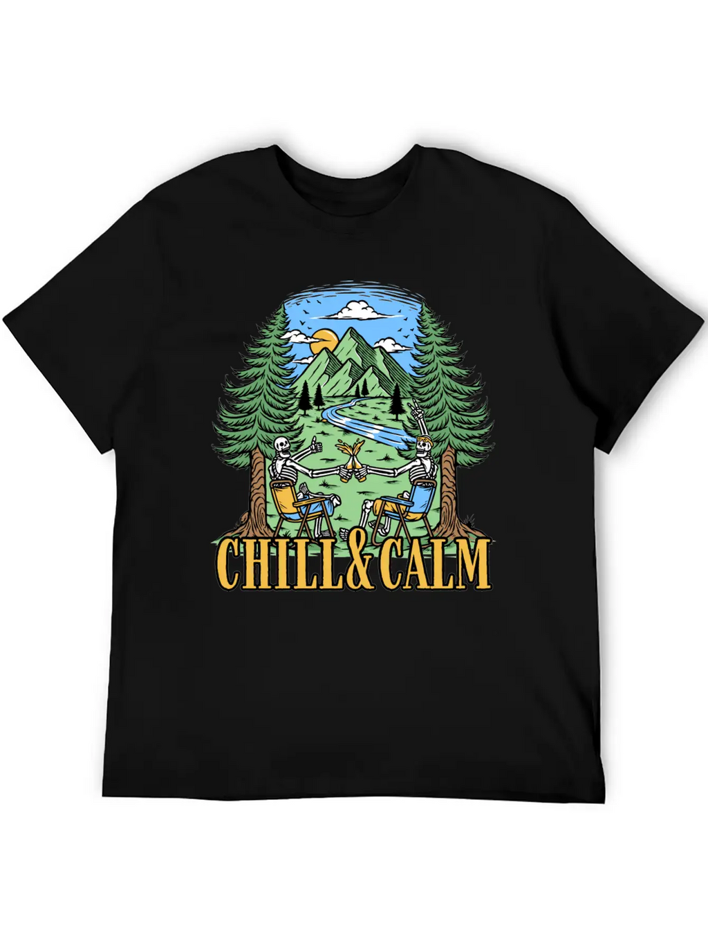 Chill And Calm With Camping Unisex Casual T-Shirt – Clean Design For Daily Comfort