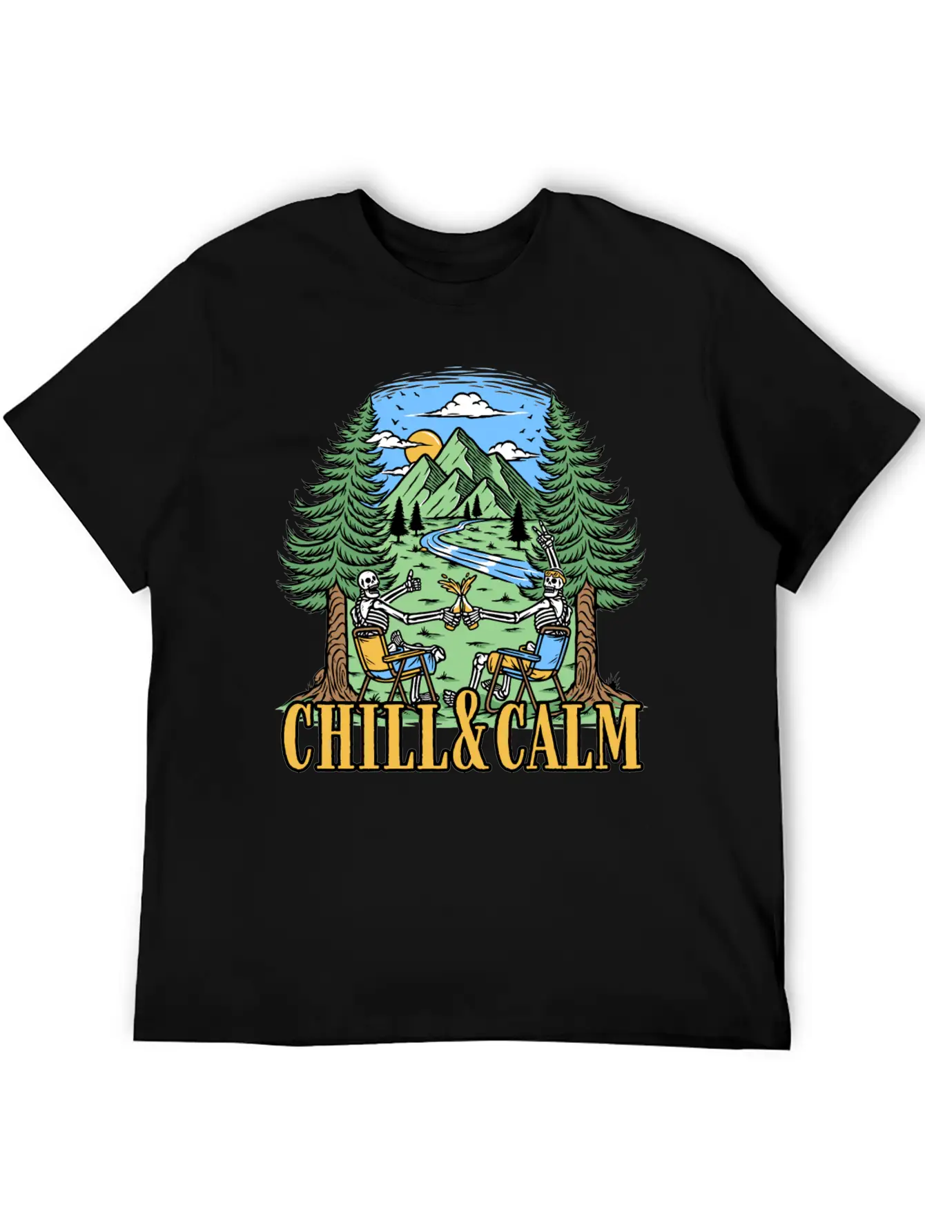 Chill And Calm With Camping Unisex Casual T-Shirt – Clean Design For Daily Comfort
