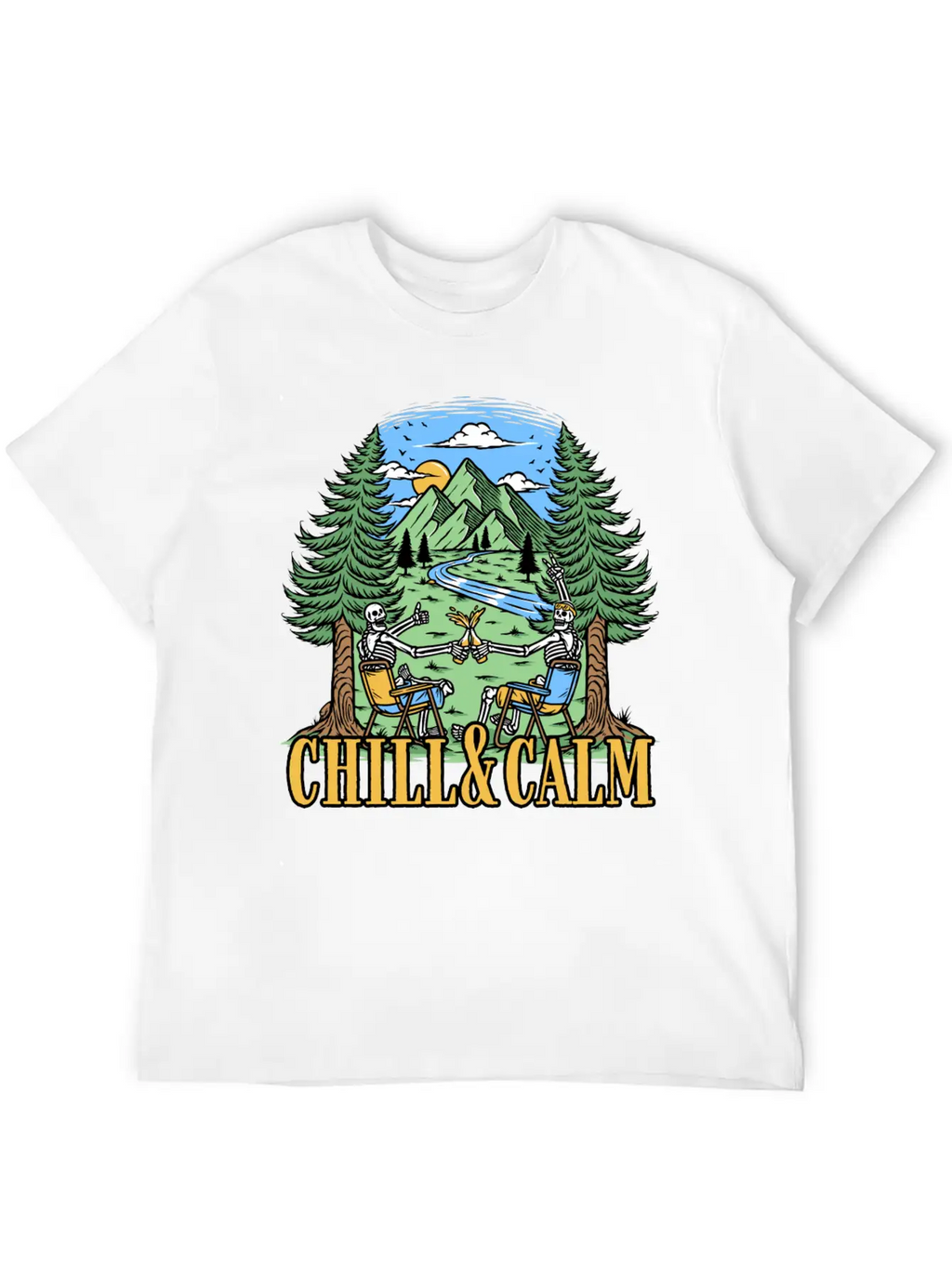 Chill And Calm With Camping Unisex Casual T-Shirt – Clean Design For Daily Comfort