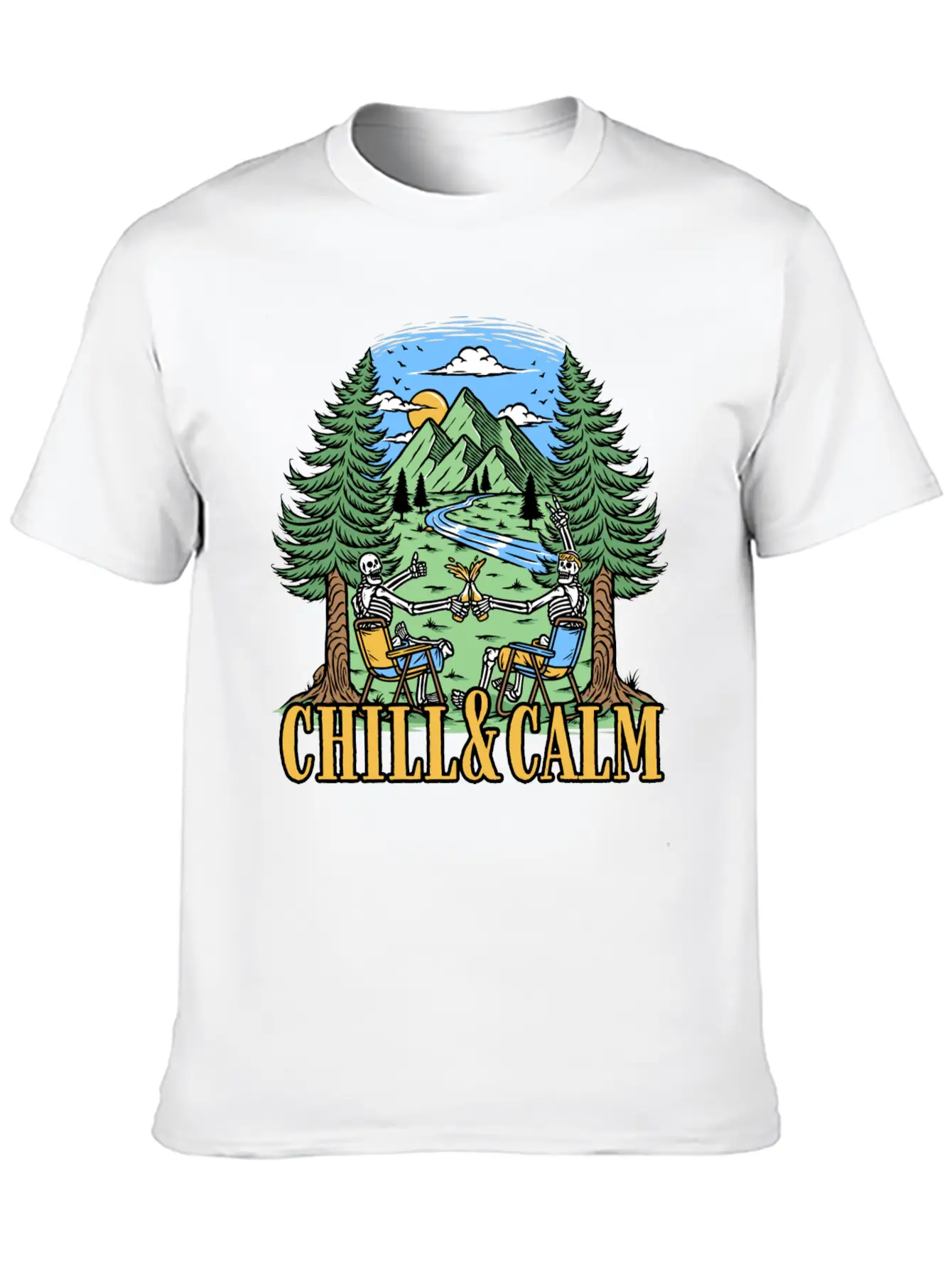 Chill And Calm With Camping Unisex Casual T-Shirt – Clean Design For Daily Comfort