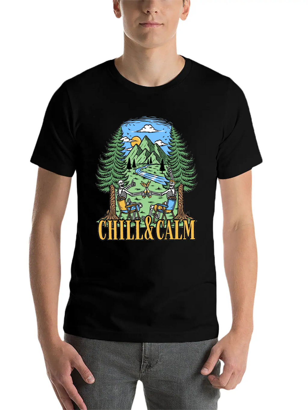 Chill And Calm With Camping Unisex Casual T-Shirt – Clean Design For Daily Comfort