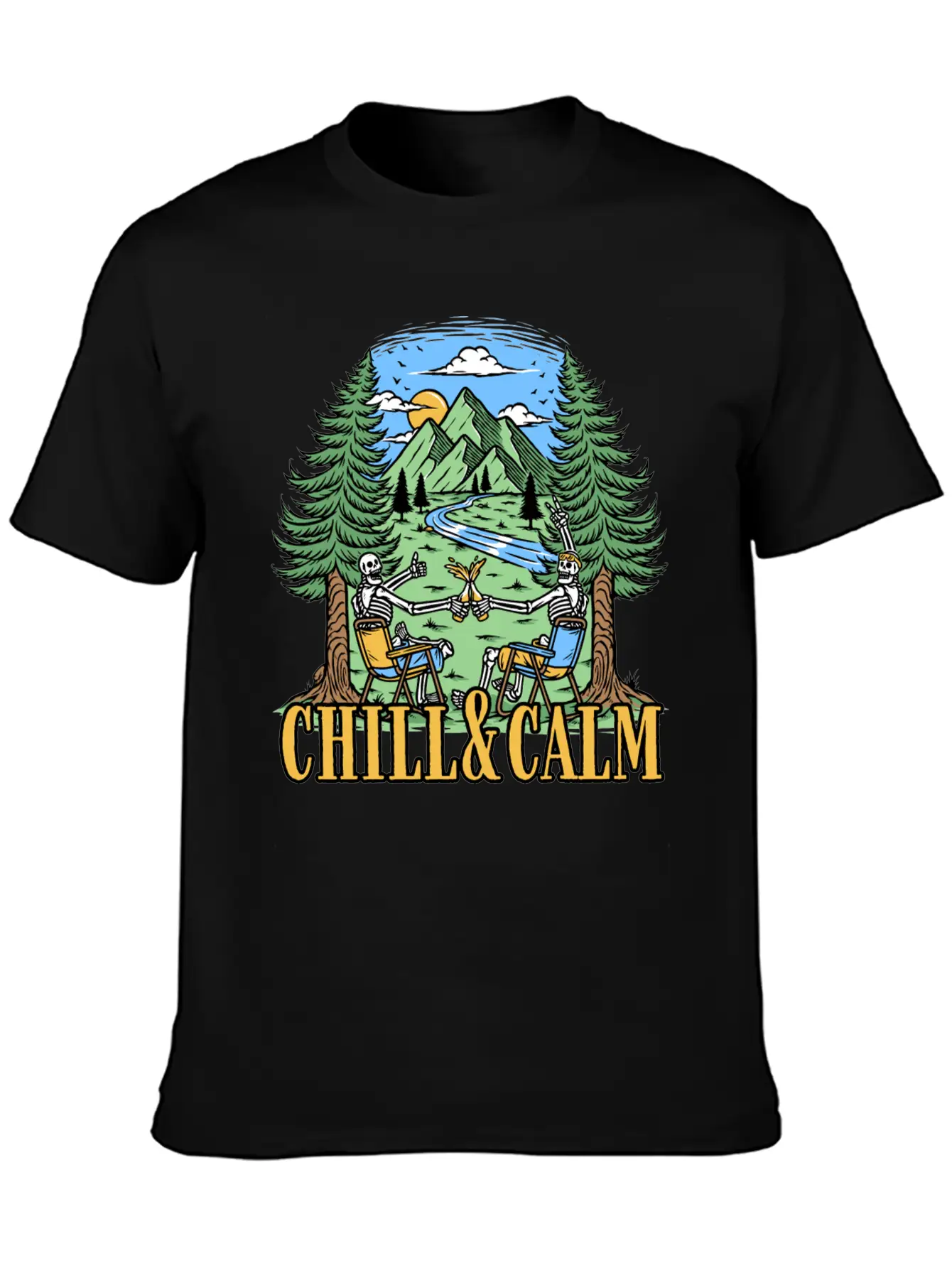 Chill And Calm With Camping Unisex Casual T-Shirt – Clean Design For Daily Comfort