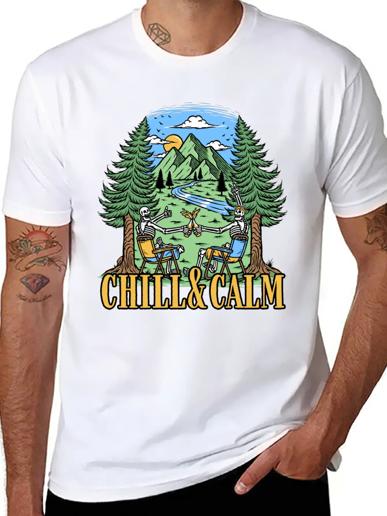 Chill And Calm With Camping Unisex Casual T-Shirt – Clean Design For Daily Comfort