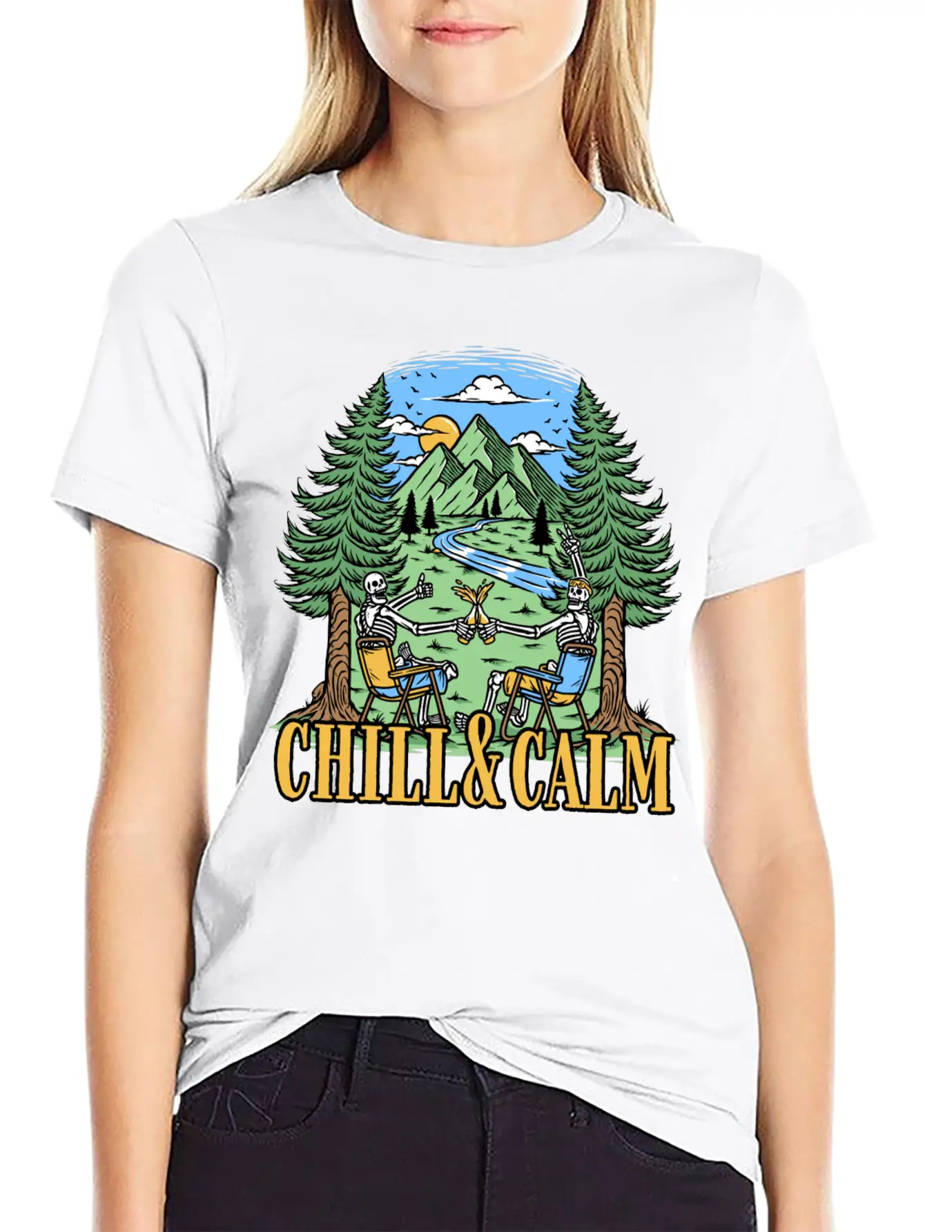 Chill And Calm With Camping Unisex Casual T-Shirt – Clean Design For Daily Comfort