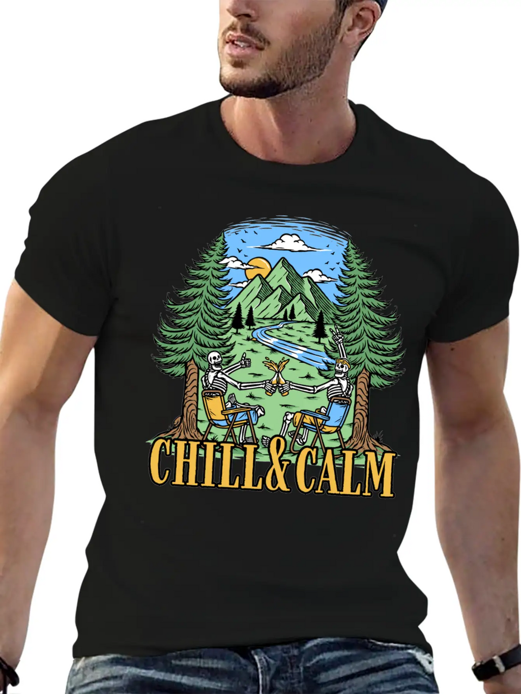 Chill And Calm With Camping Unisex Casual T-Shirt – Clean Design For Daily Comfort