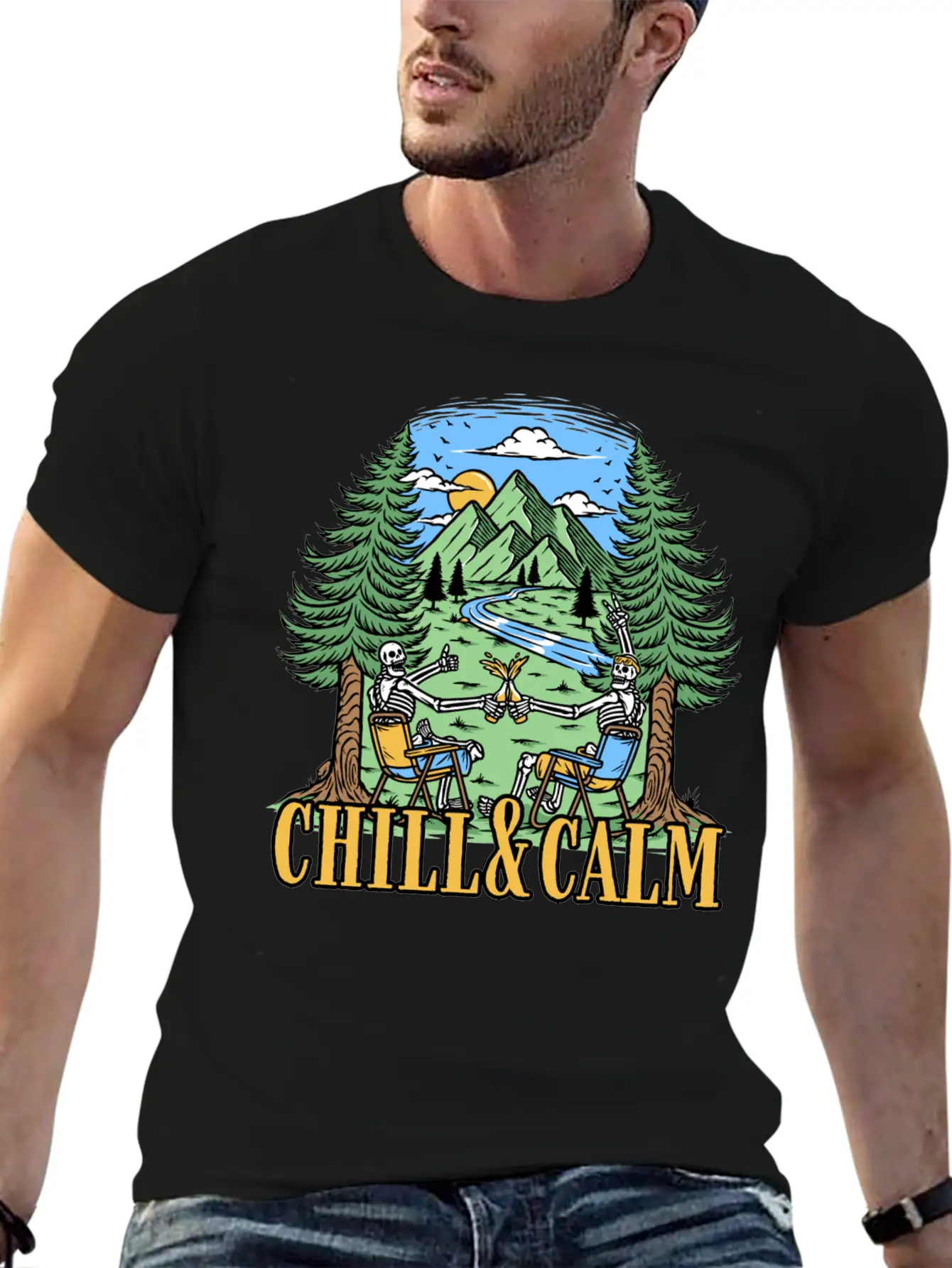Chill And Calm With Camping Unisex Casual T-Shirt – Clean Design For Daily Comfort