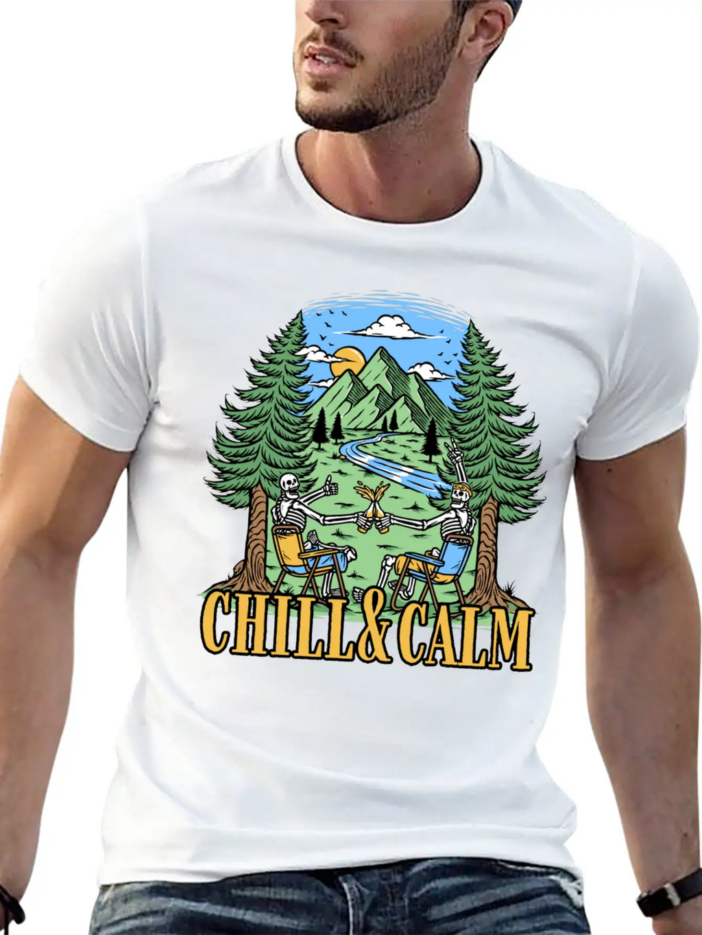Chill And Calm With Camping Unisex Casual T-Shirt – Clean Design For Daily Comfort