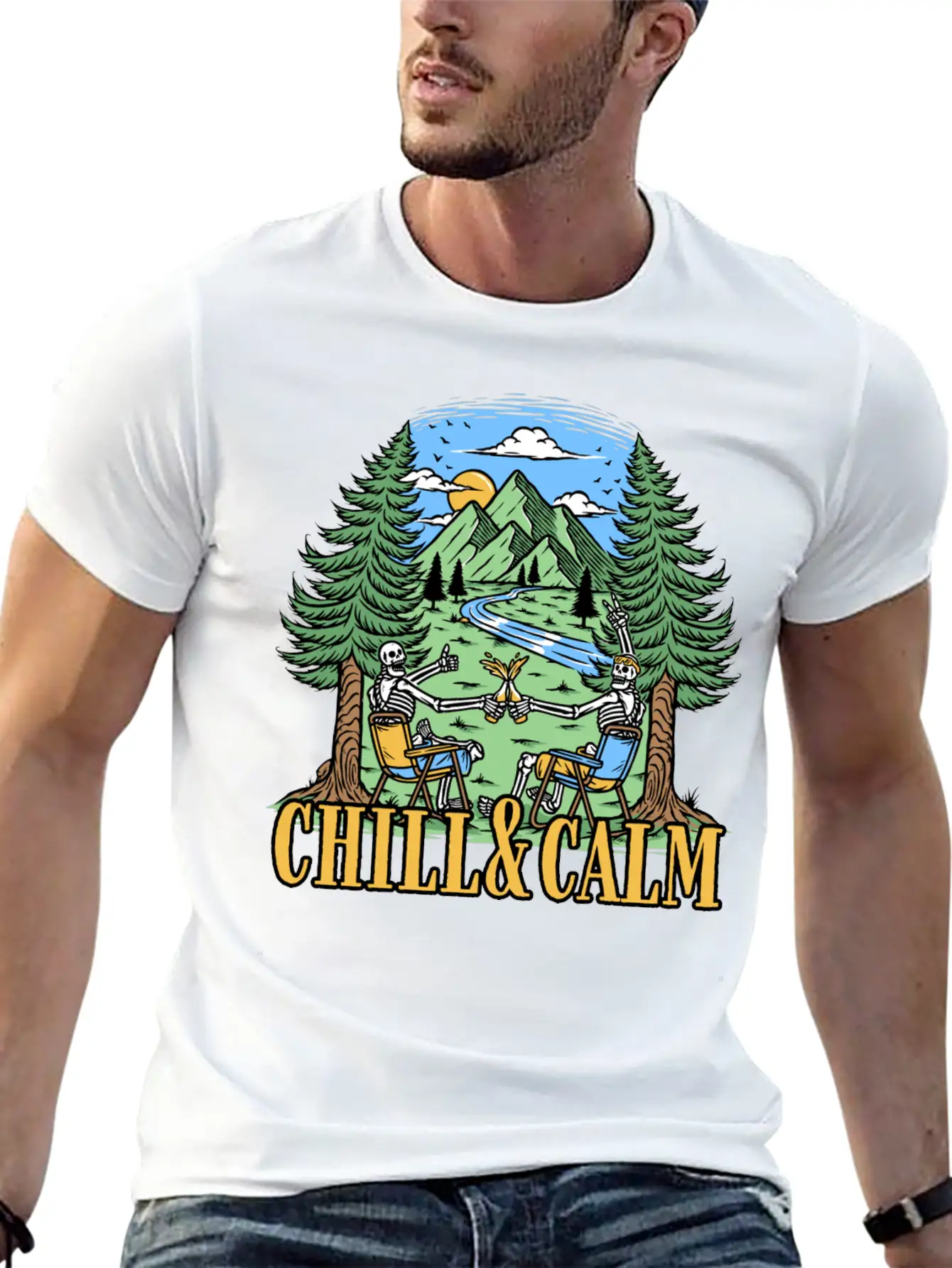 Chill And Calm With Camping Unisex Casual T-Shirt – Clean Design For Daily Comfort