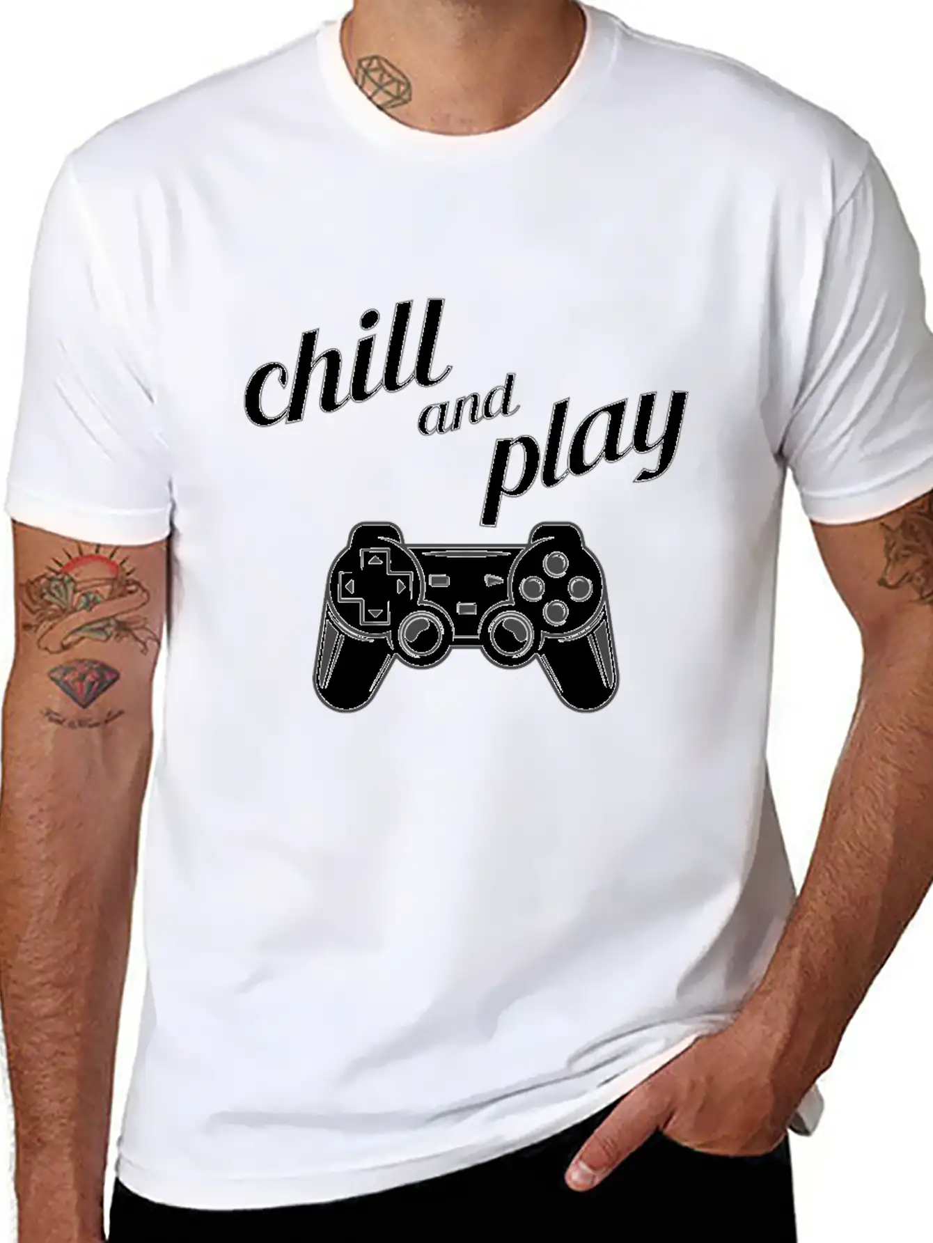 Chill Play Gamer Gaming Controller Video Games Essential Cotton Tee For Daily Outfits – Unisex Style