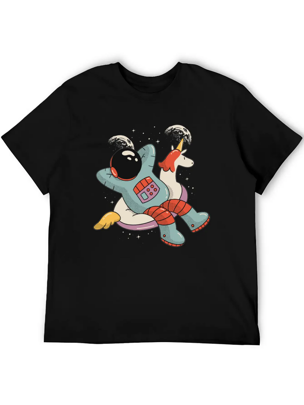 Chilling Astronaut Relaxing In Space On A Unicorn Stylish Everyday T-Shirt – Unisex Basic Cotton Tee