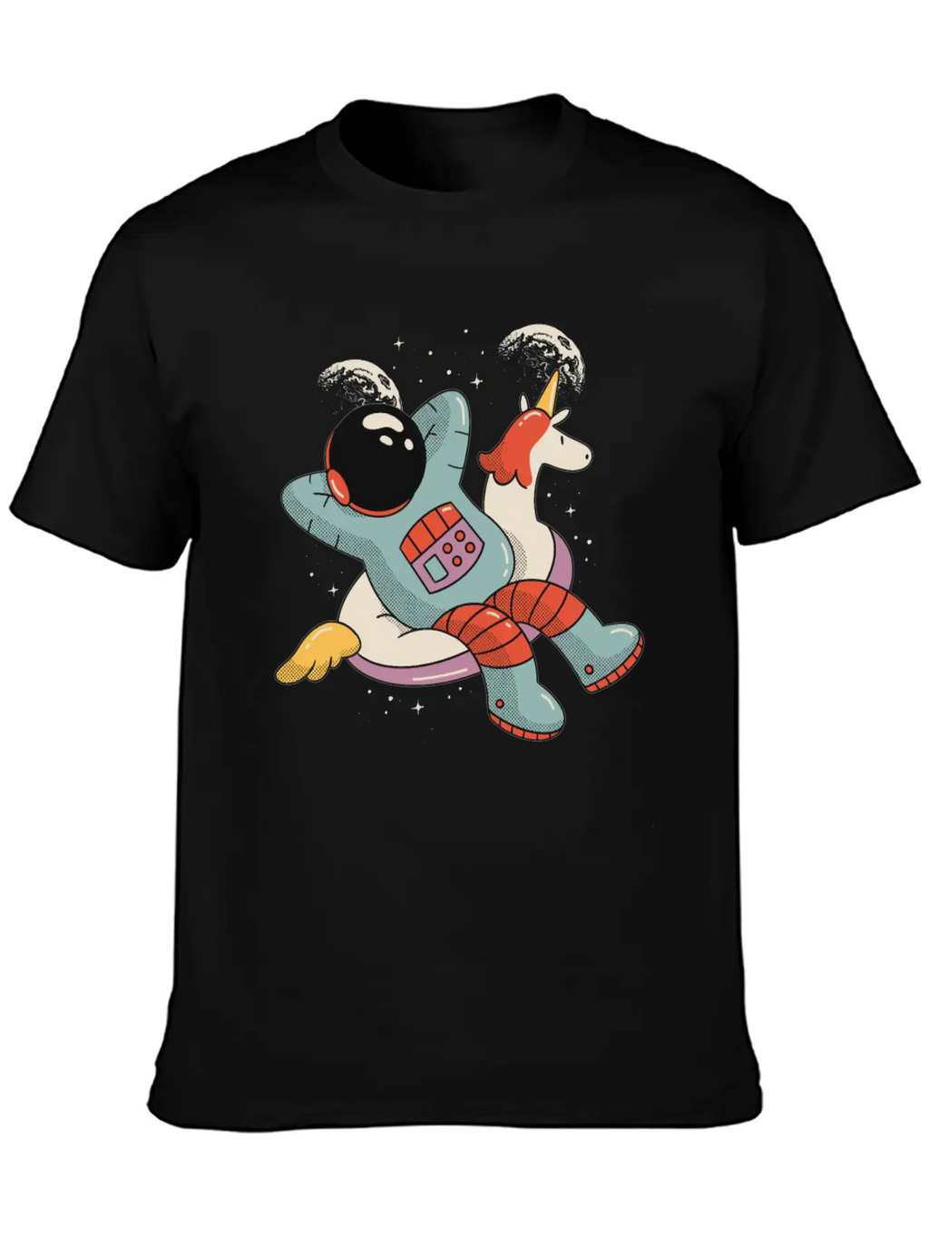 Chilling Astronaut Relaxing In Space On A Unicorn Stylish Everyday T-Shirt – Unisex Basic Cotton Tee