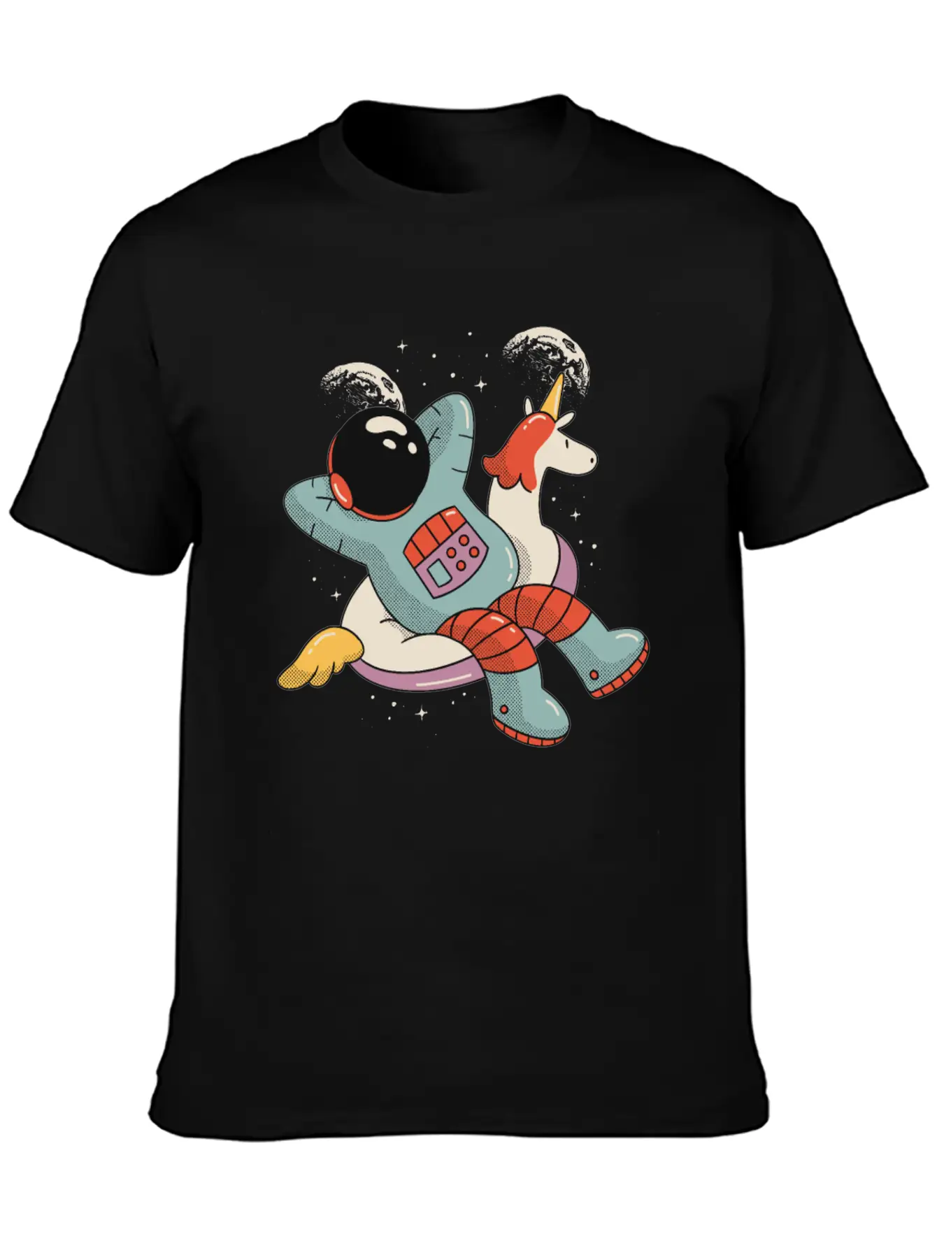 Chilling Astronaut Relaxing In Space On A Unicorn Stylish Everyday T-Shirt – Unisex Basic Cotton Tee