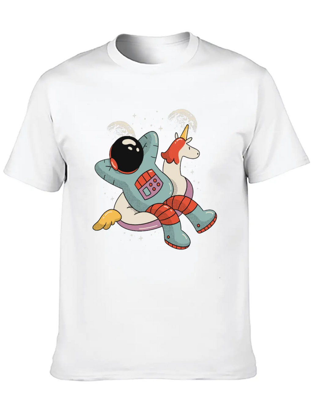Chilling Astronaut Relaxing In Space On A Unicorn Stylish Everyday T-Shirt – Unisex Basic Cotton Tee