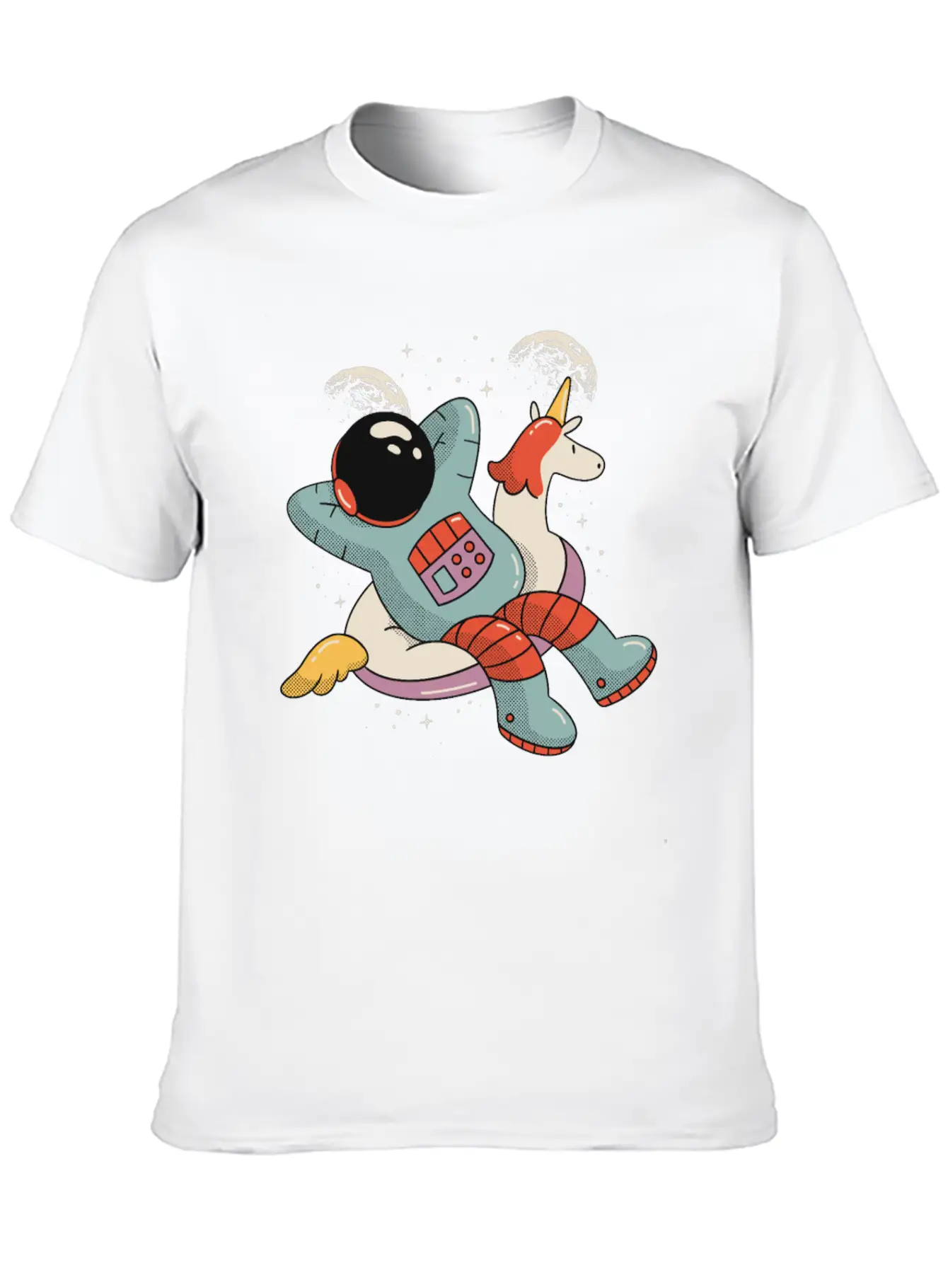 Chilling Astronaut Relaxing In Space On A Unicorn Stylish Everyday T-Shirt – Unisex Basic Cotton Tee