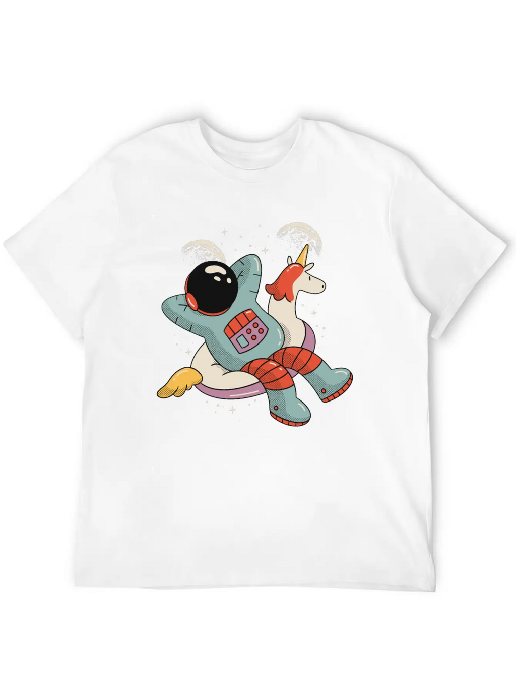 Chilling Astronaut Relaxing In Space On A Unicorn Stylish Everyday T-Shirt – Unisex Basic Cotton Tee