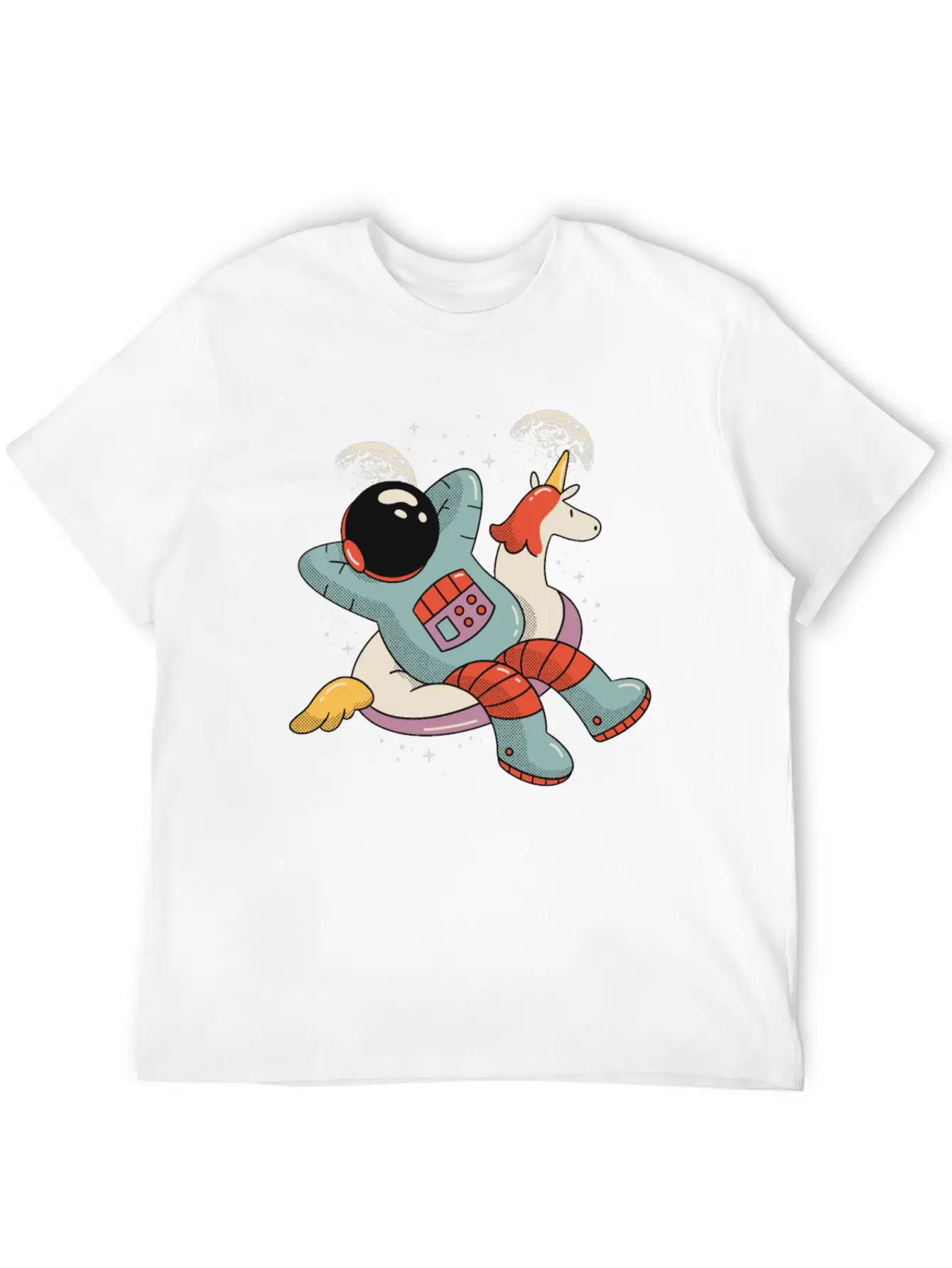 Chilling Astronaut Relaxing In Space On A Unicorn Stylish Everyday T-Shirt – Unisex Basic Cotton Tee