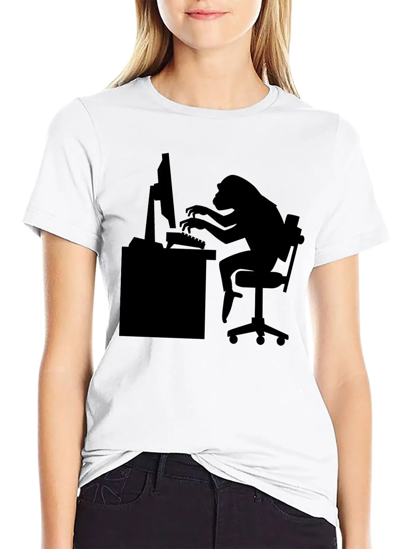 Chimp Pounding Keyboard Unisex Casual T-Shirt – Clean Design For Daily Comfort