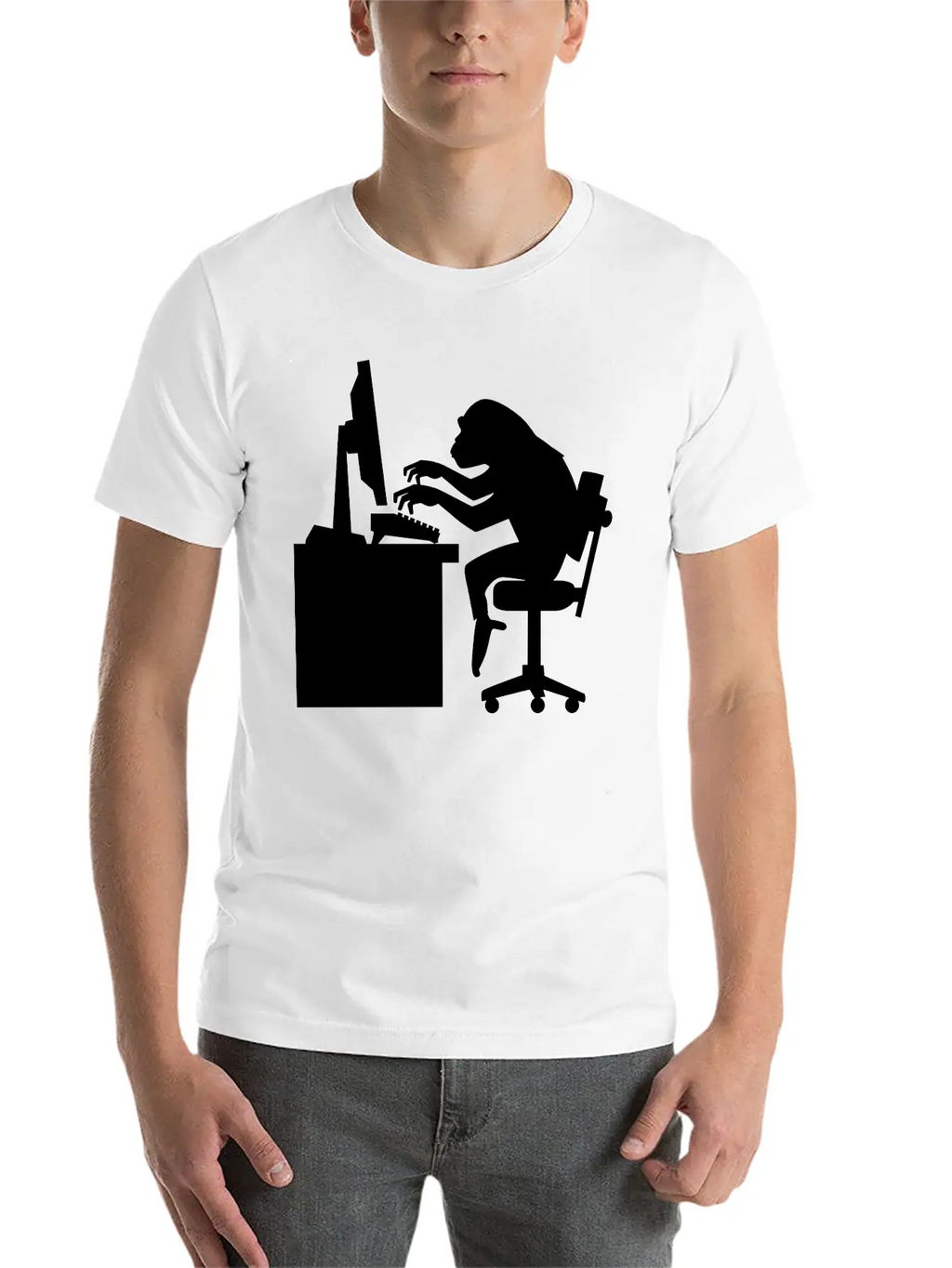 Chimp Pounding Keyboard Unisex Casual T-Shirt – Clean Design For Daily Comfort