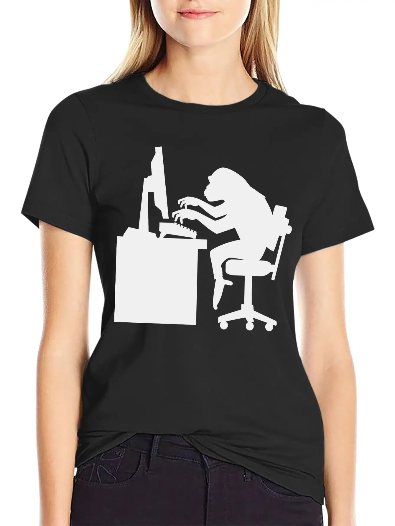 Chimp Pounding Keyboard Unisex Casual T-Shirt – Clean Design For Daily Comfort