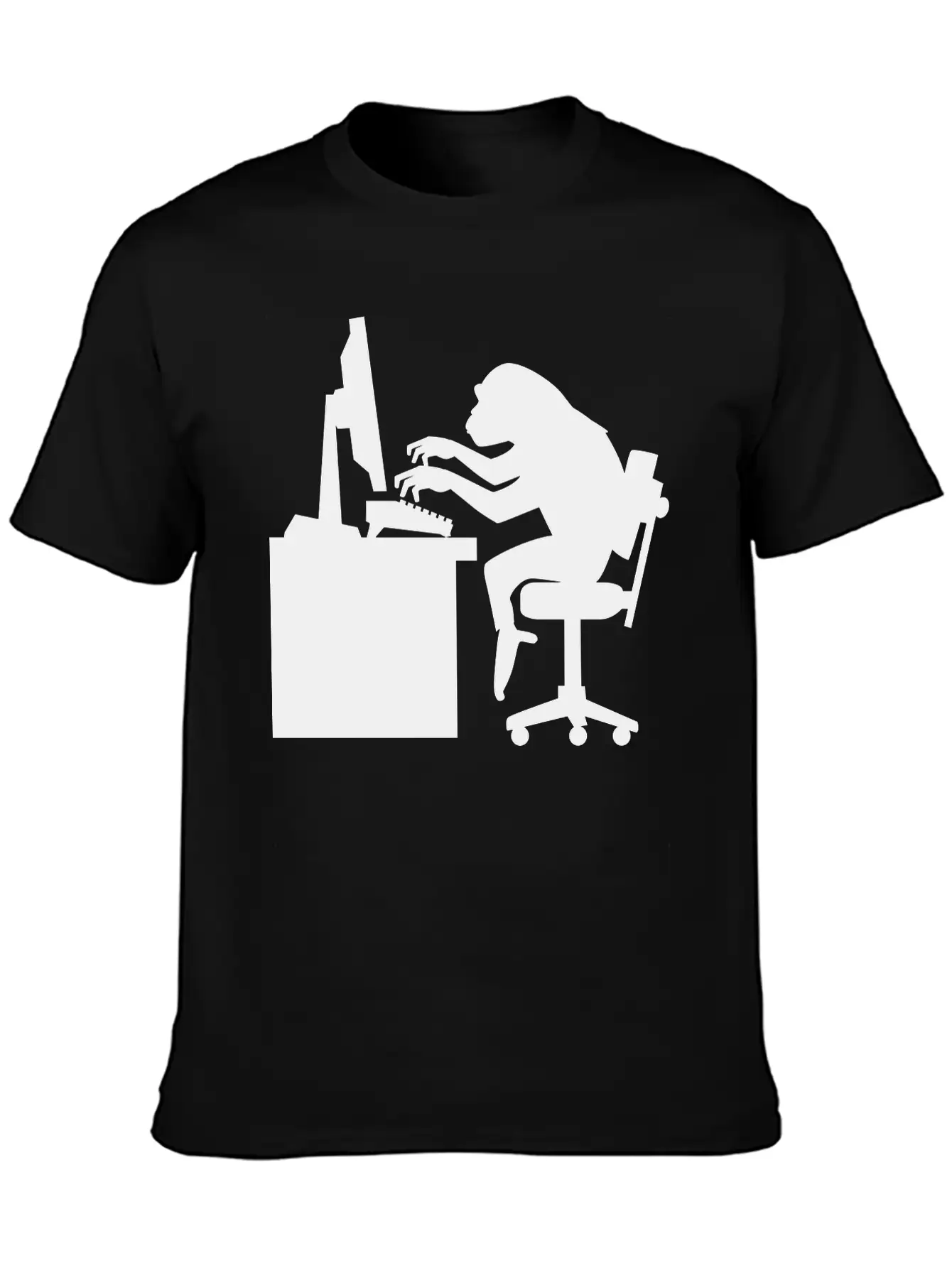Chimp Pounding Keyboard Unisex Casual T-Shirt – Clean Design For Daily Comfort
