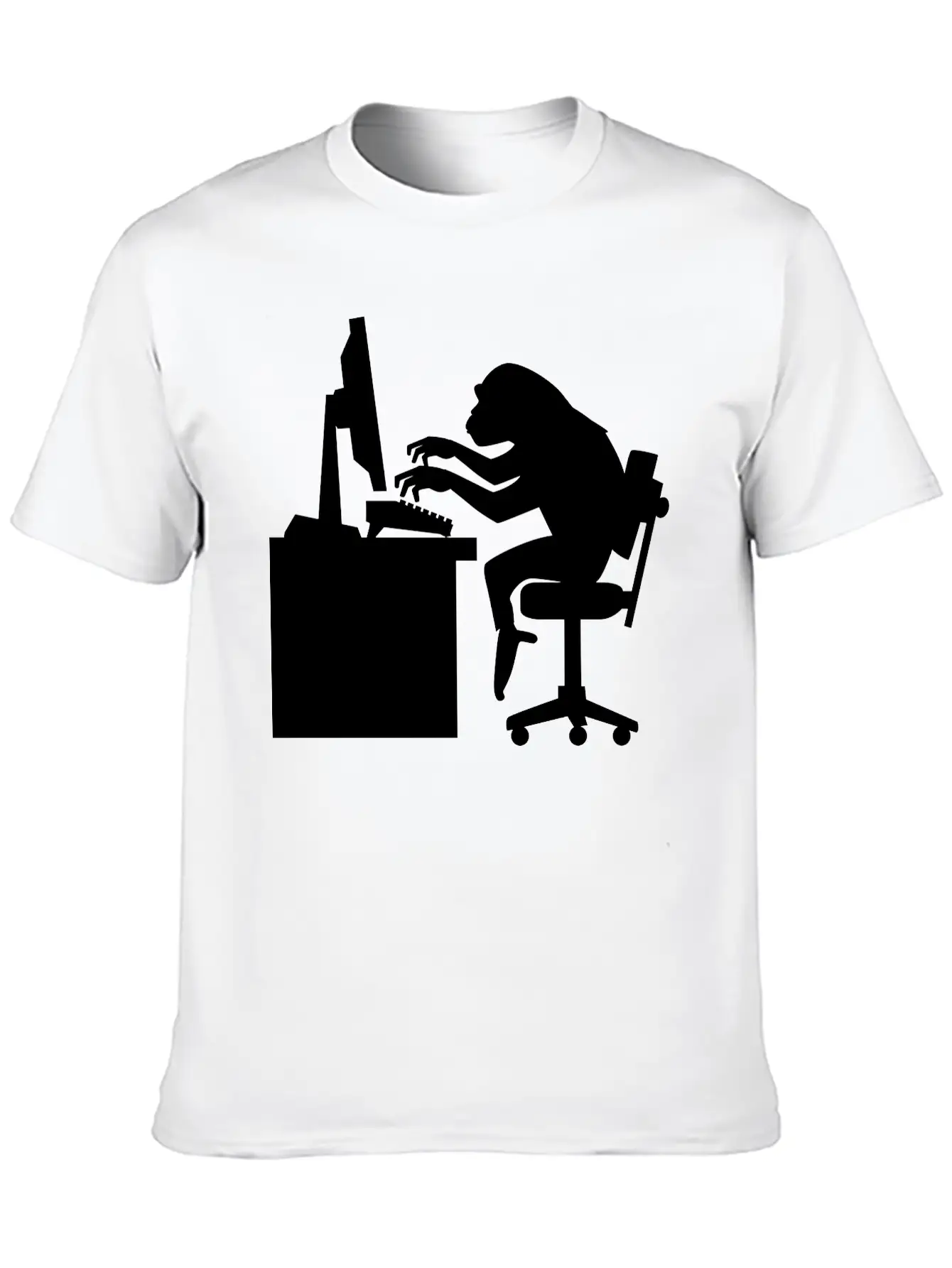 Chimp Pounding Keyboard Unisex Casual T-Shirt – Clean Design For Daily Comfort