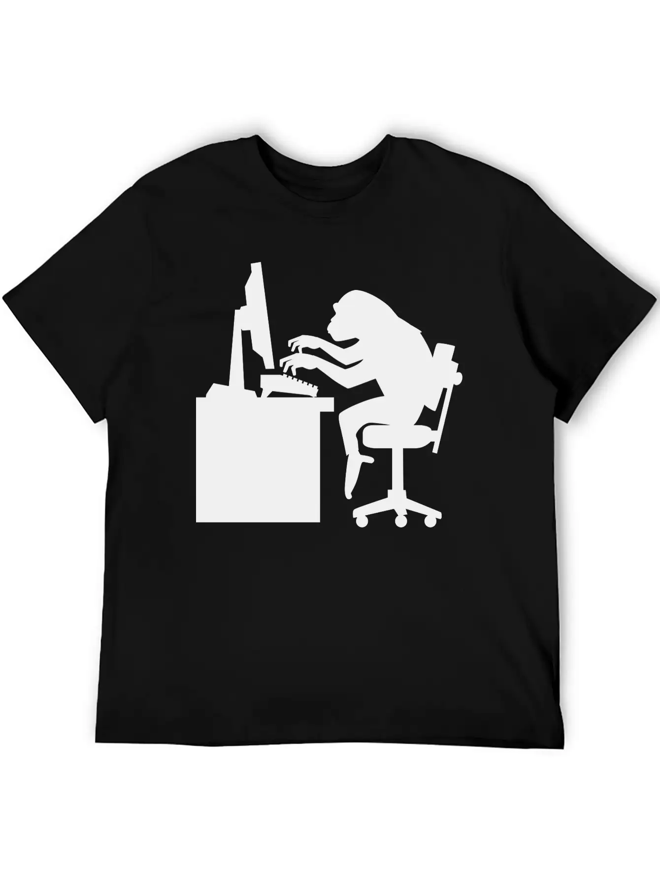 Chimp Pounding Keyboard Unisex Casual T-Shirt – Clean Design For Daily Comfort