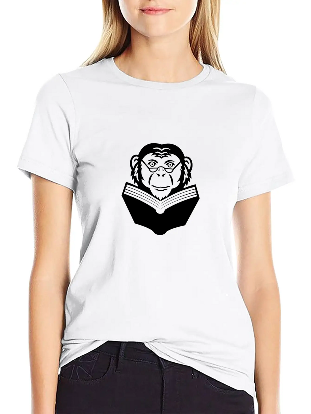 Chimpanzee Chimp Ape Wearing Glasses Reading Book Breathable Soft Cotton T-Shirt – Timeless Casual Look