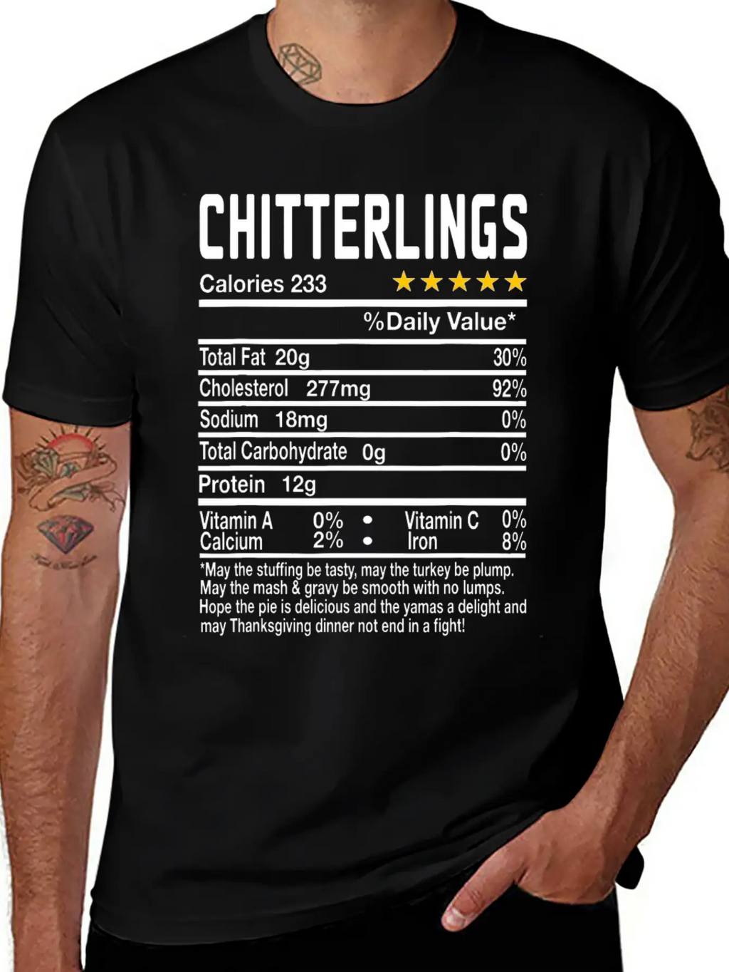 Chitterlings Nutrition Facts Funny Thanksgiving Ch Unisex Casual T-Shirt – Clean Design For Daily Comfort