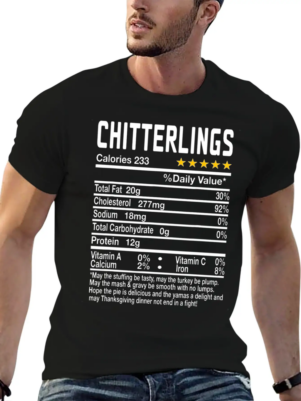 Chitterlings Nutrition Facts Funny Thanksgiving Ch Unisex Casual T-Shirt – Clean Design For Daily Comfort