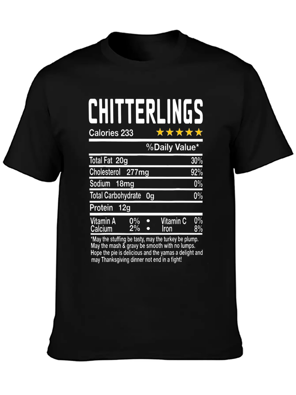 Chitterlings Nutrition Facts Funny Thanksgiving Ch Unisex Casual T-Shirt – Clean Design For Daily Comfort