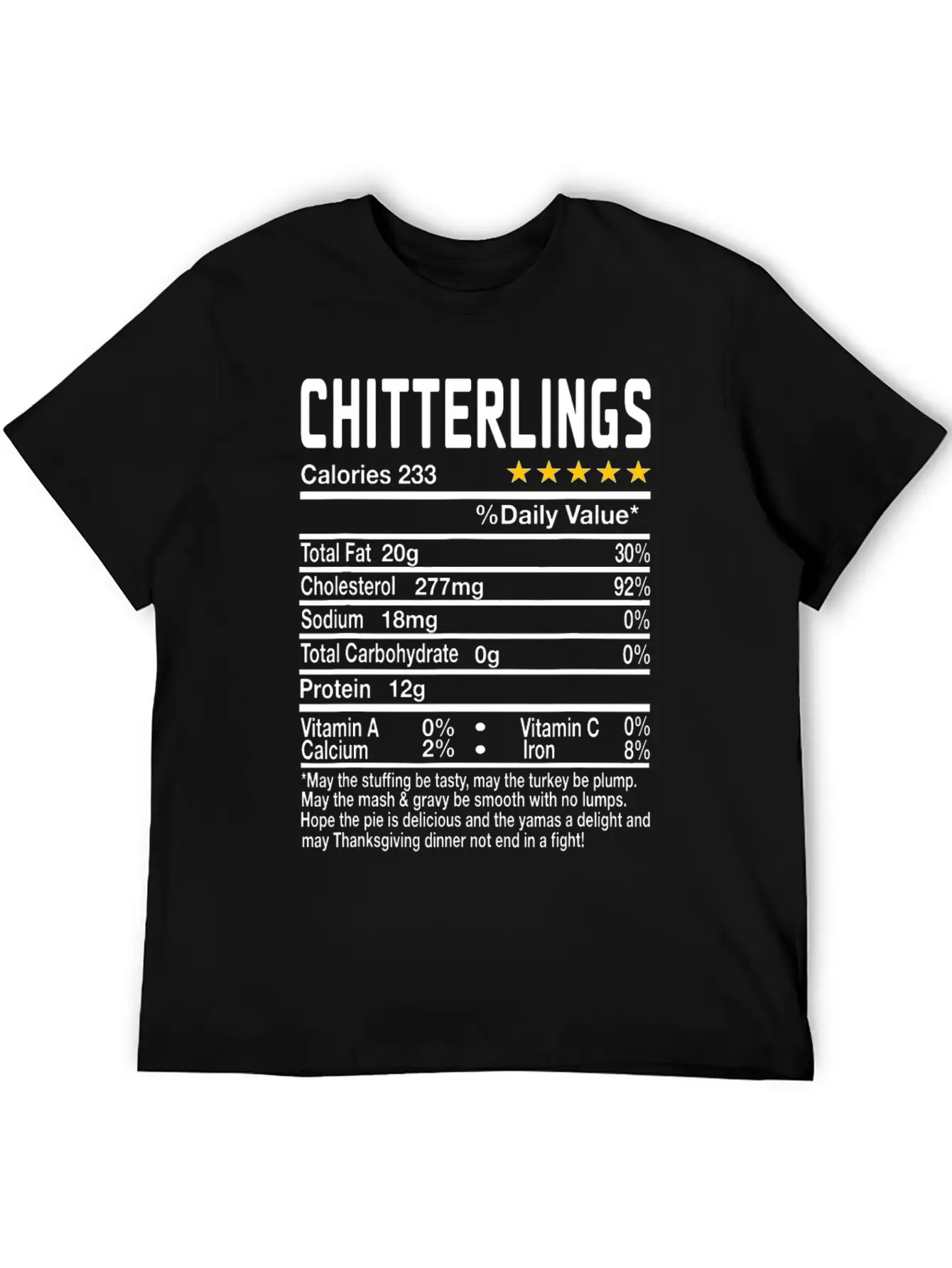 Chitterlings Nutrition Facts Funny Thanksgiving Ch Unisex Casual T-Shirt – Clean Design For Daily Comfort