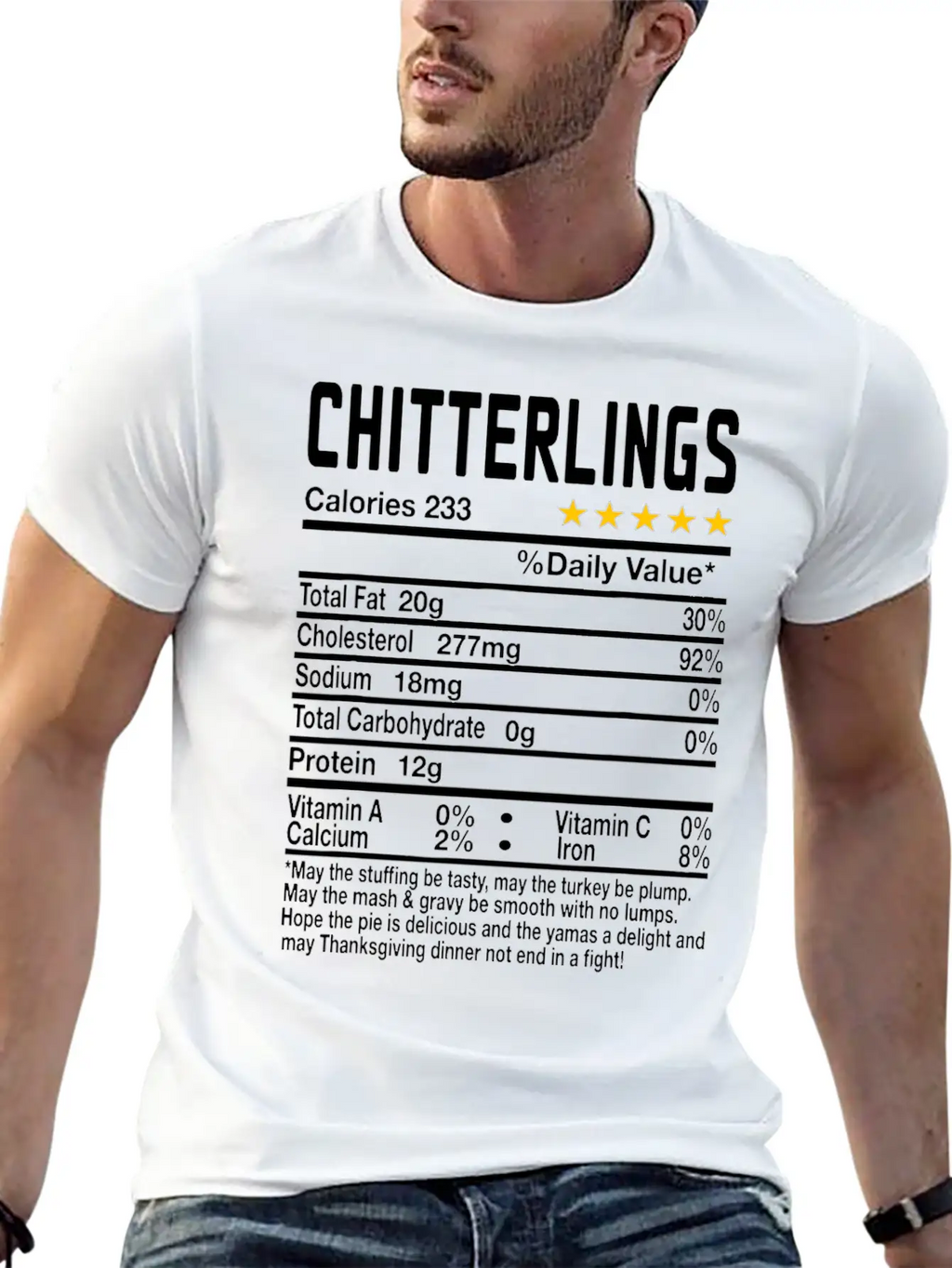 Chitterlings Nutrition Facts Funny Thanksgiving Ch Unisex Casual T-Shirt – Clean Design For Daily Comfort