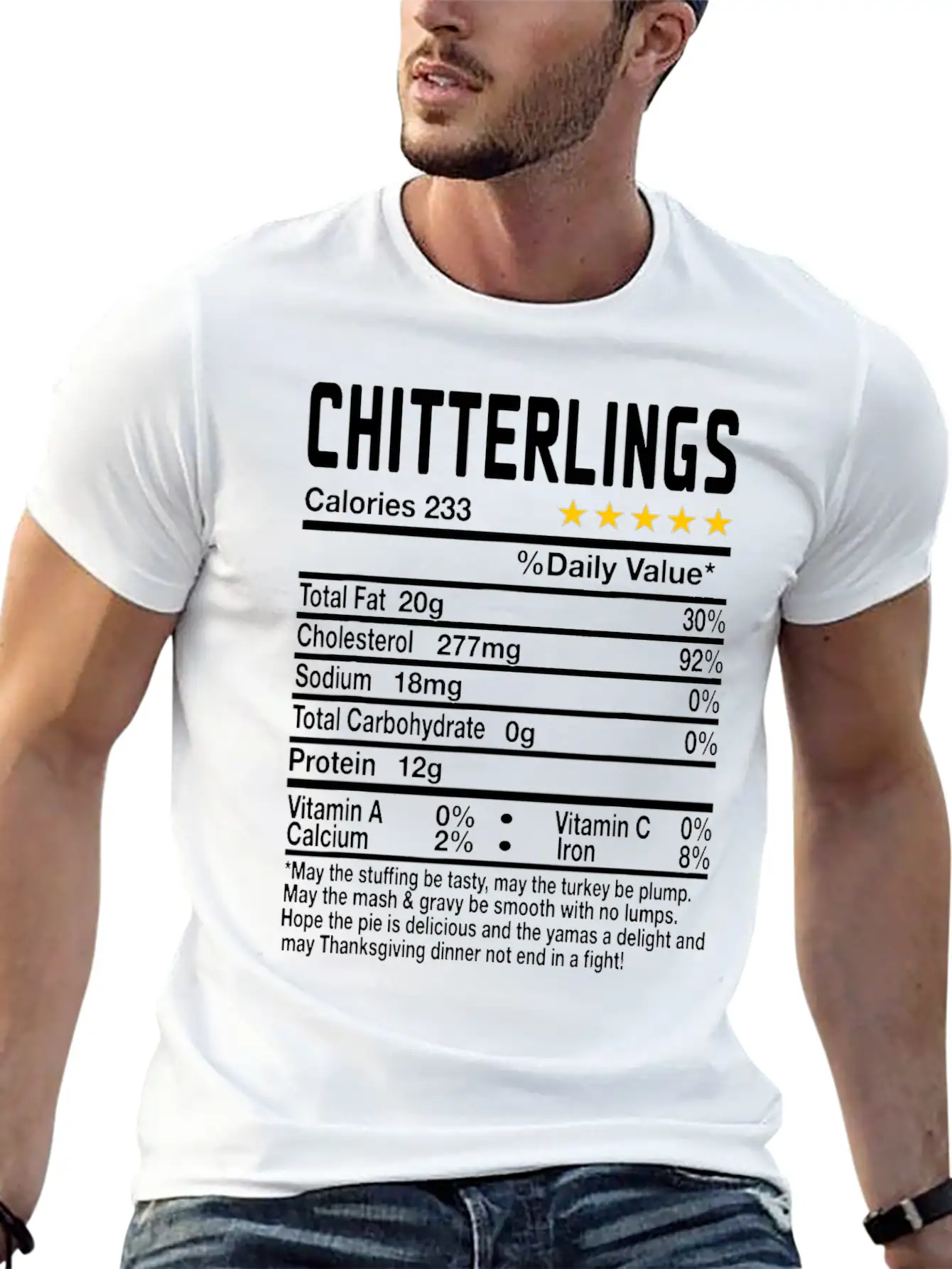 Chitterlings Nutrition Facts Funny Thanksgiving Ch Unisex Casual T-Shirt – Clean Design For Daily Comfort